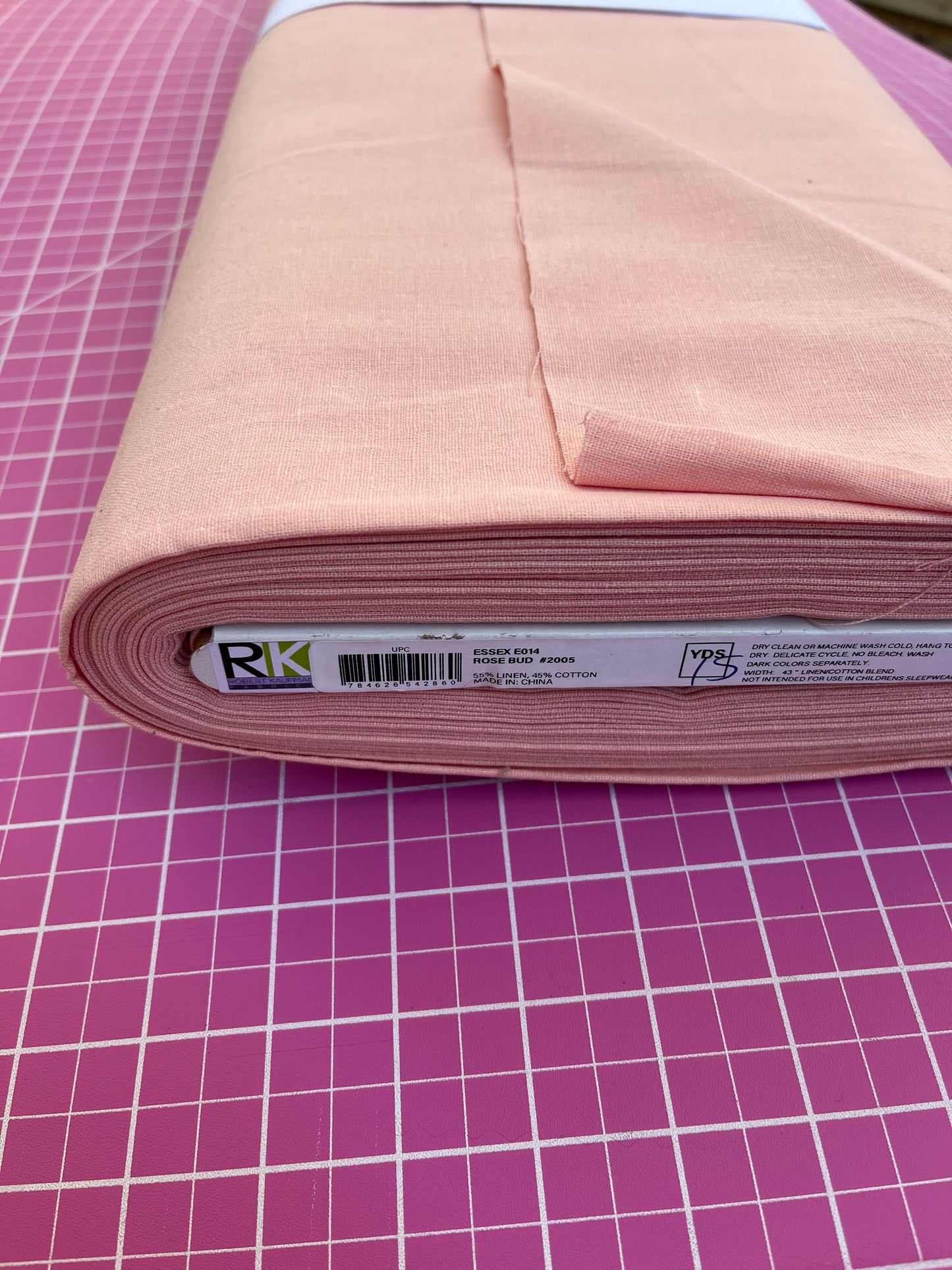 Essex Linen Blend Rose Bud E014-2005 Embroidery Fabric by the Yard • Cut-to-Order - Robert Kaufman Fabric