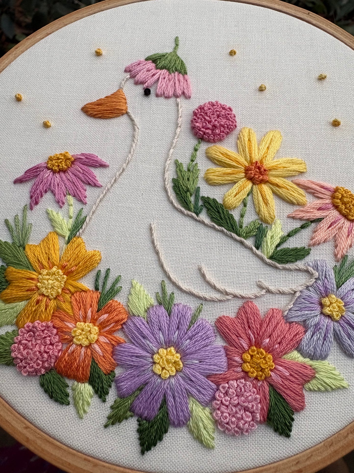 PDF Pattern - Garden Goose, Spring Floral Embroidery Pattern
