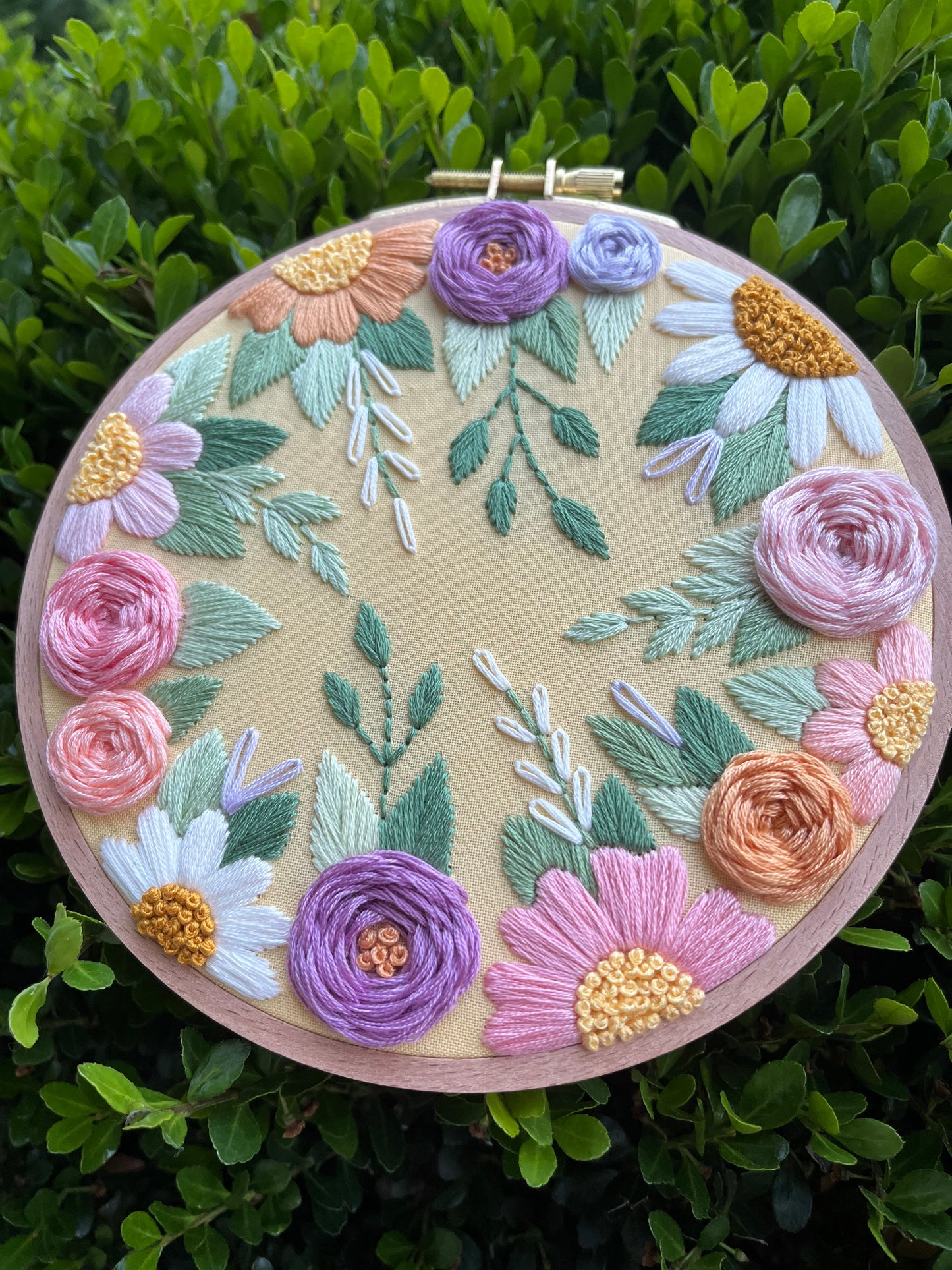 6” Enchanted Garden Floral Embroidery Hoop Art