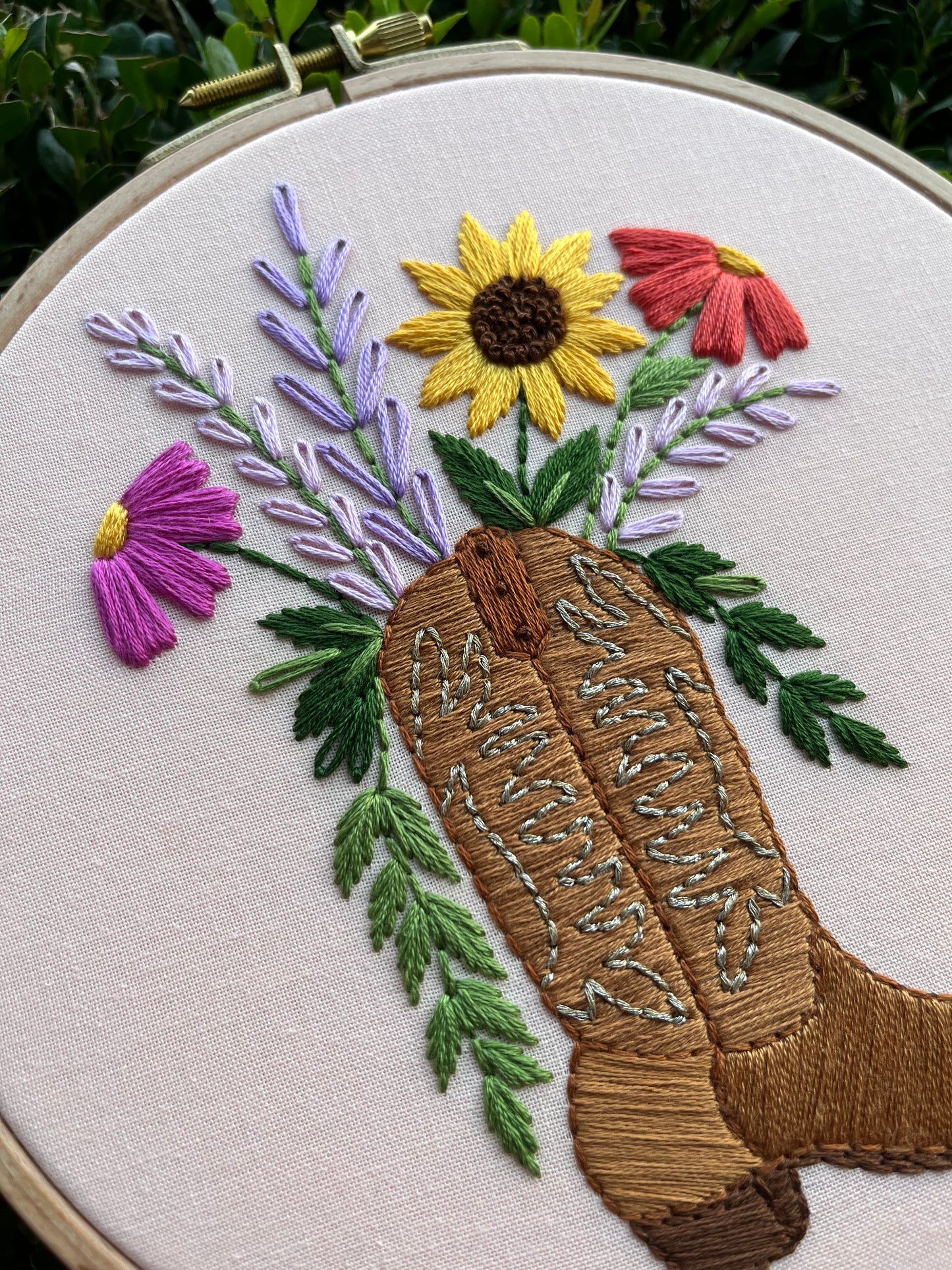 PDF Pattern - Western Wildflowers, Intermediate Cowboy Boot Floral Hand Embroidery Pattern