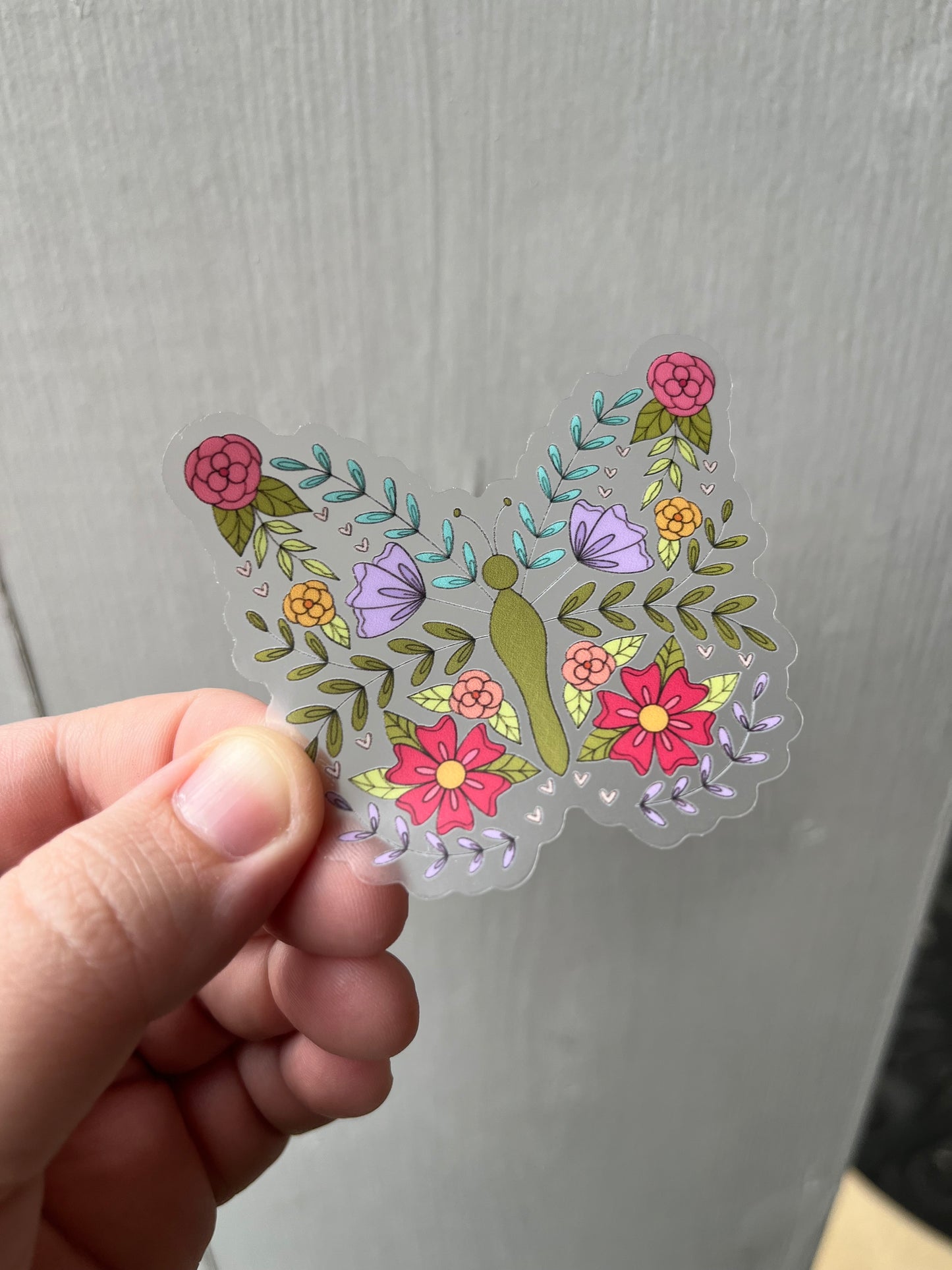 CLEAR Floral Botanical Butterfly Waterproof Vinyl Sticker