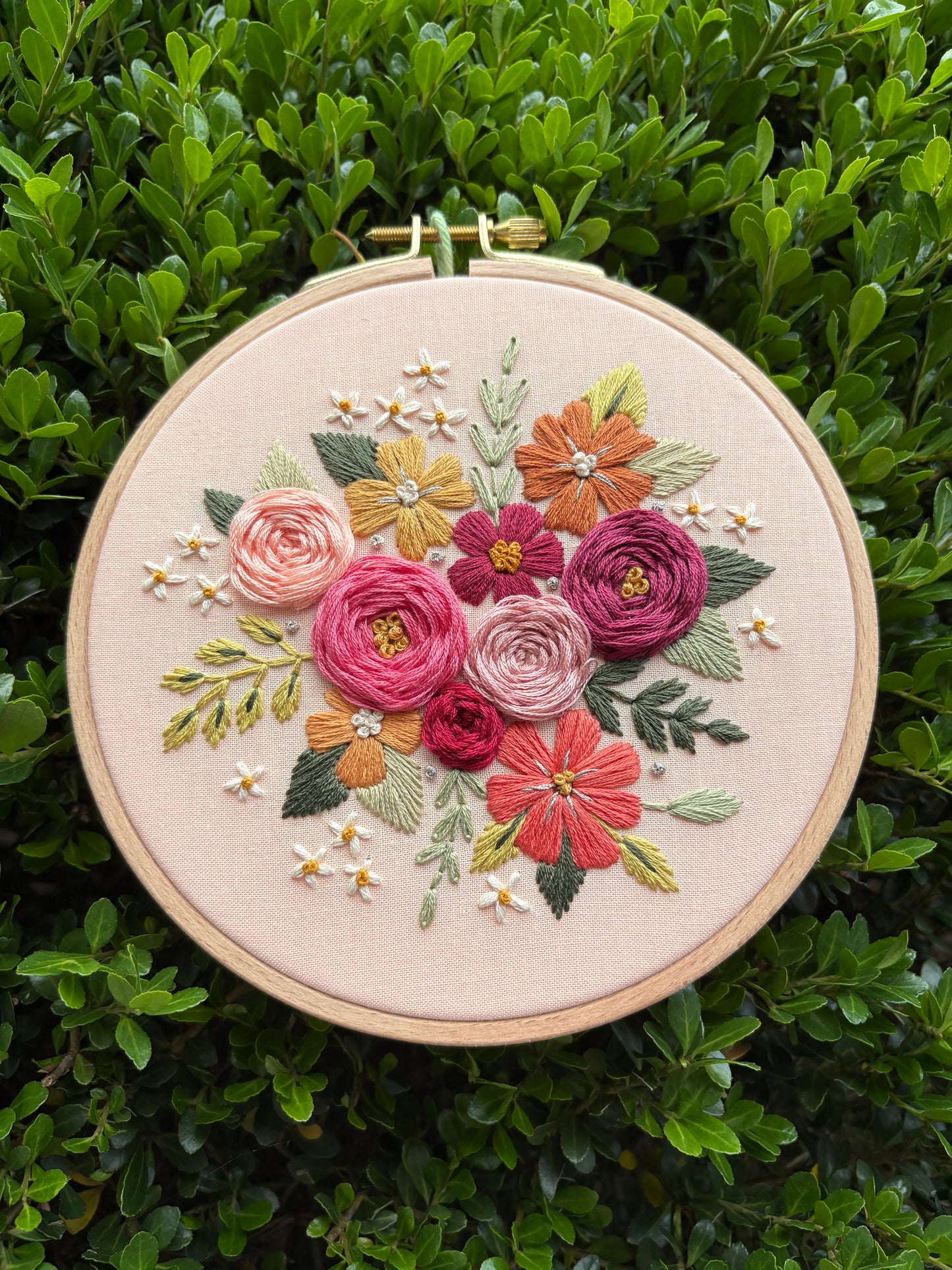6” Floral Fantasy Embroidery Hoop Art