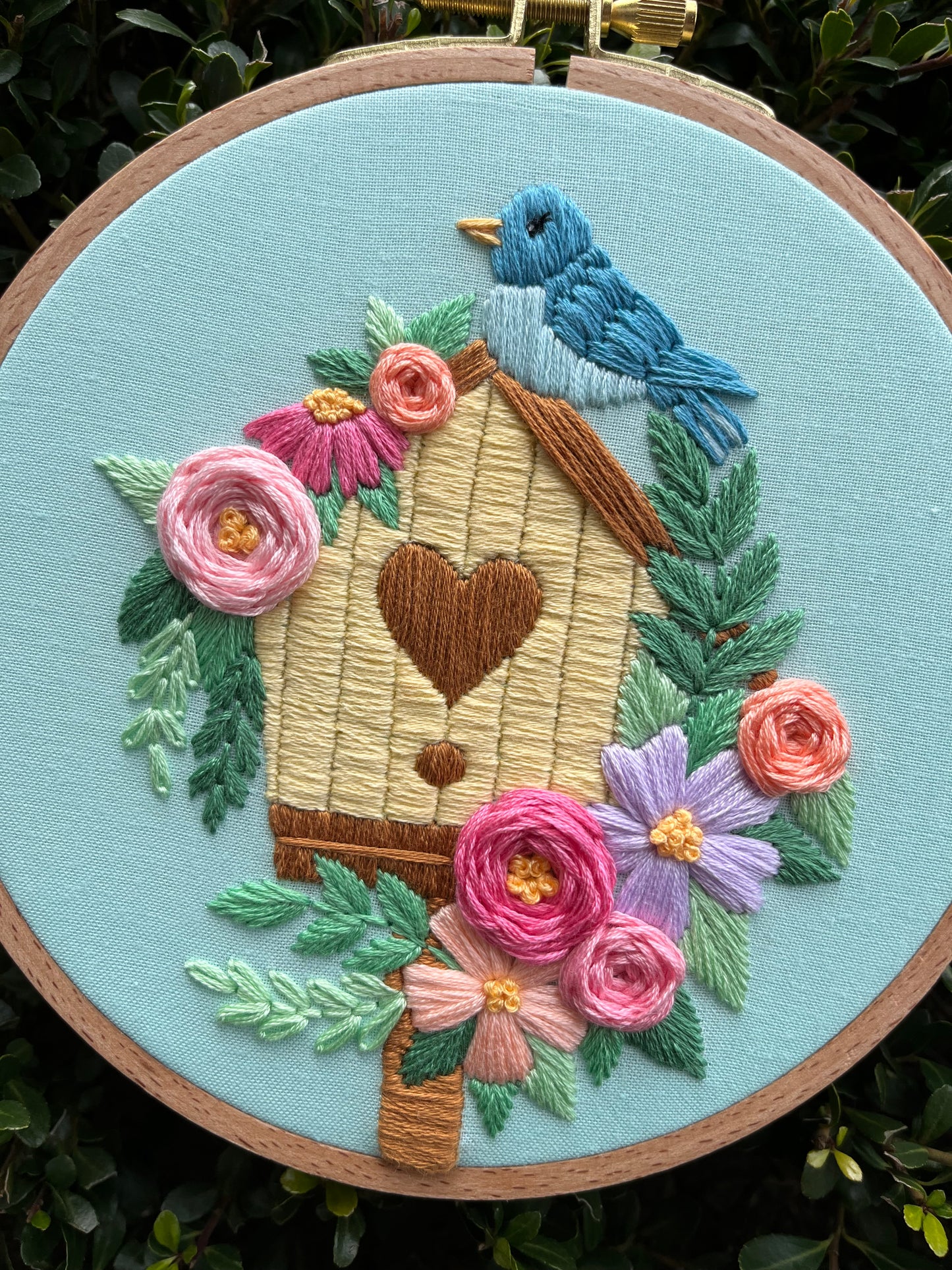 PDF Pattern - Blooming Birdhouse, Floral Birdhouse Embroidery Pattern