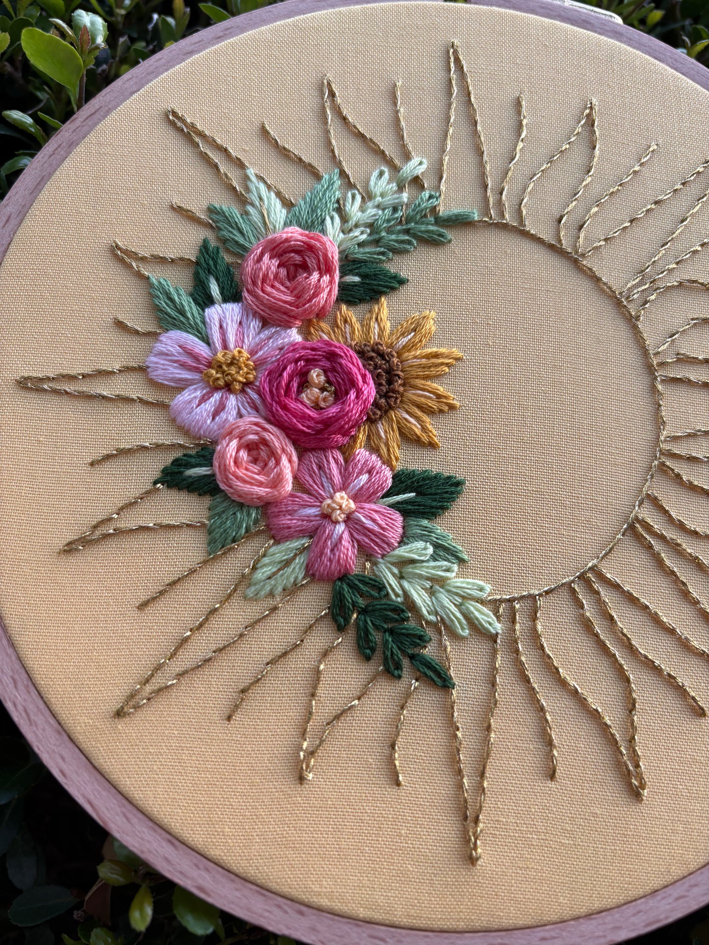 PDF Pattern - Sunshine Stems, Floral Sun Bouquet, Floral Hand Embroidery Pattern