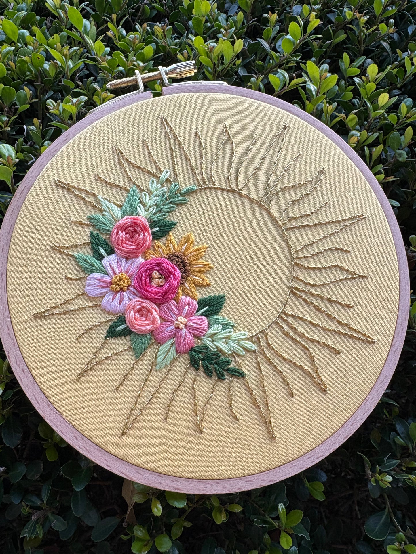 PDF Pattern - Sunshine Stems, Floral Sun Bouquet, Floral Hand Embroidery Pattern