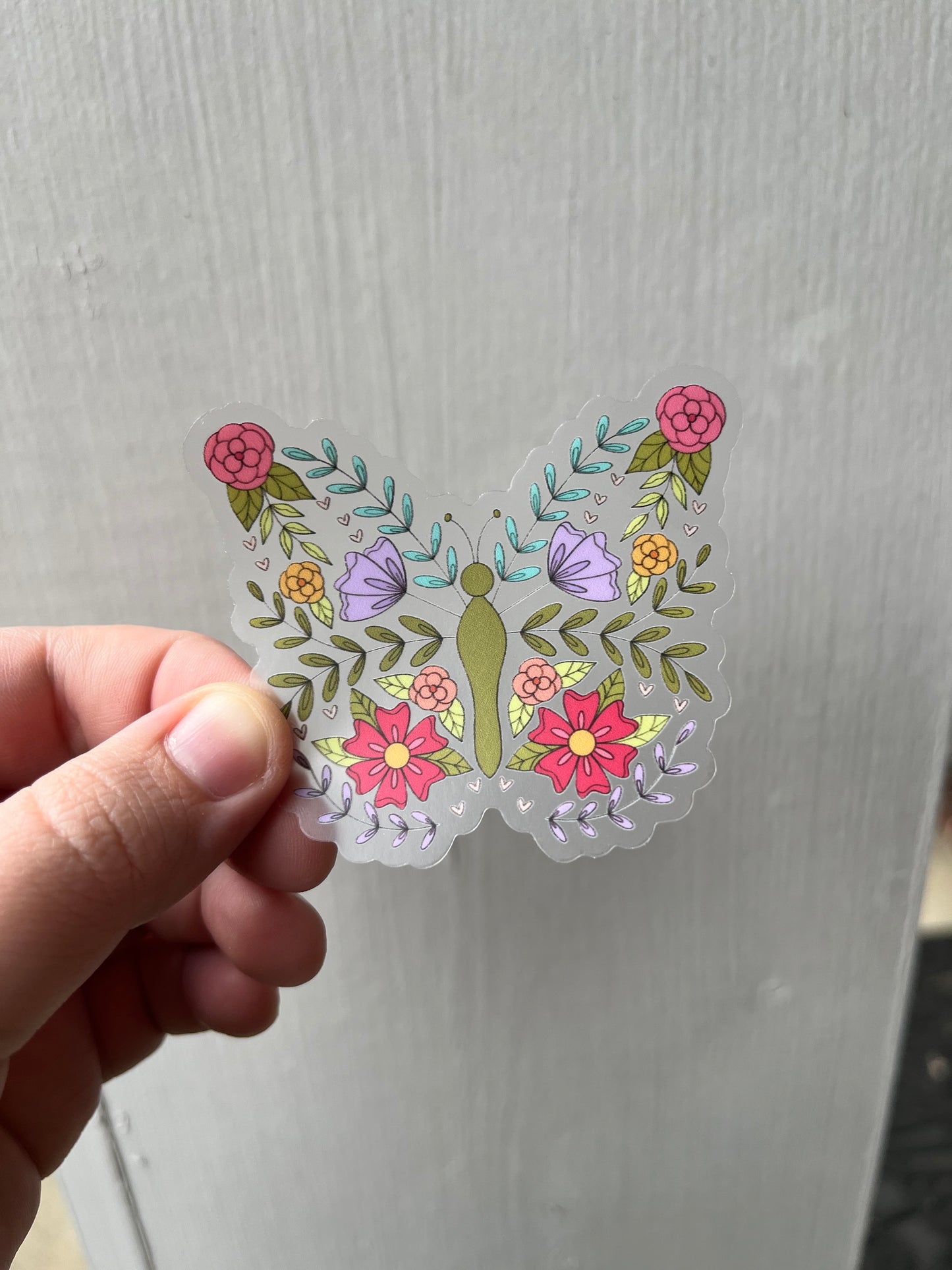 CLEAR Floral Botanical Butterfly Waterproof Vinyl Sticker