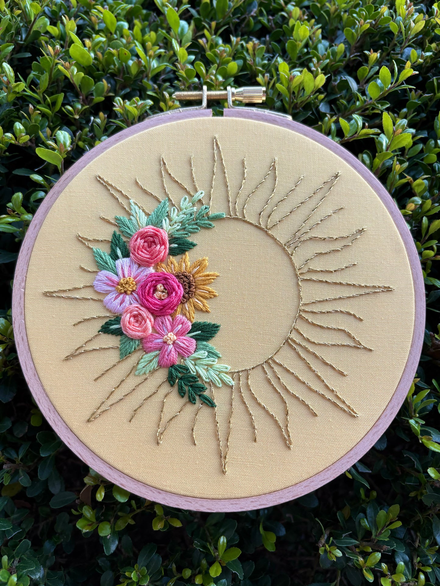 PDF Pattern - Sunshine Stems, Floral Sun Bouquet, Floral Hand Embroidery Pattern