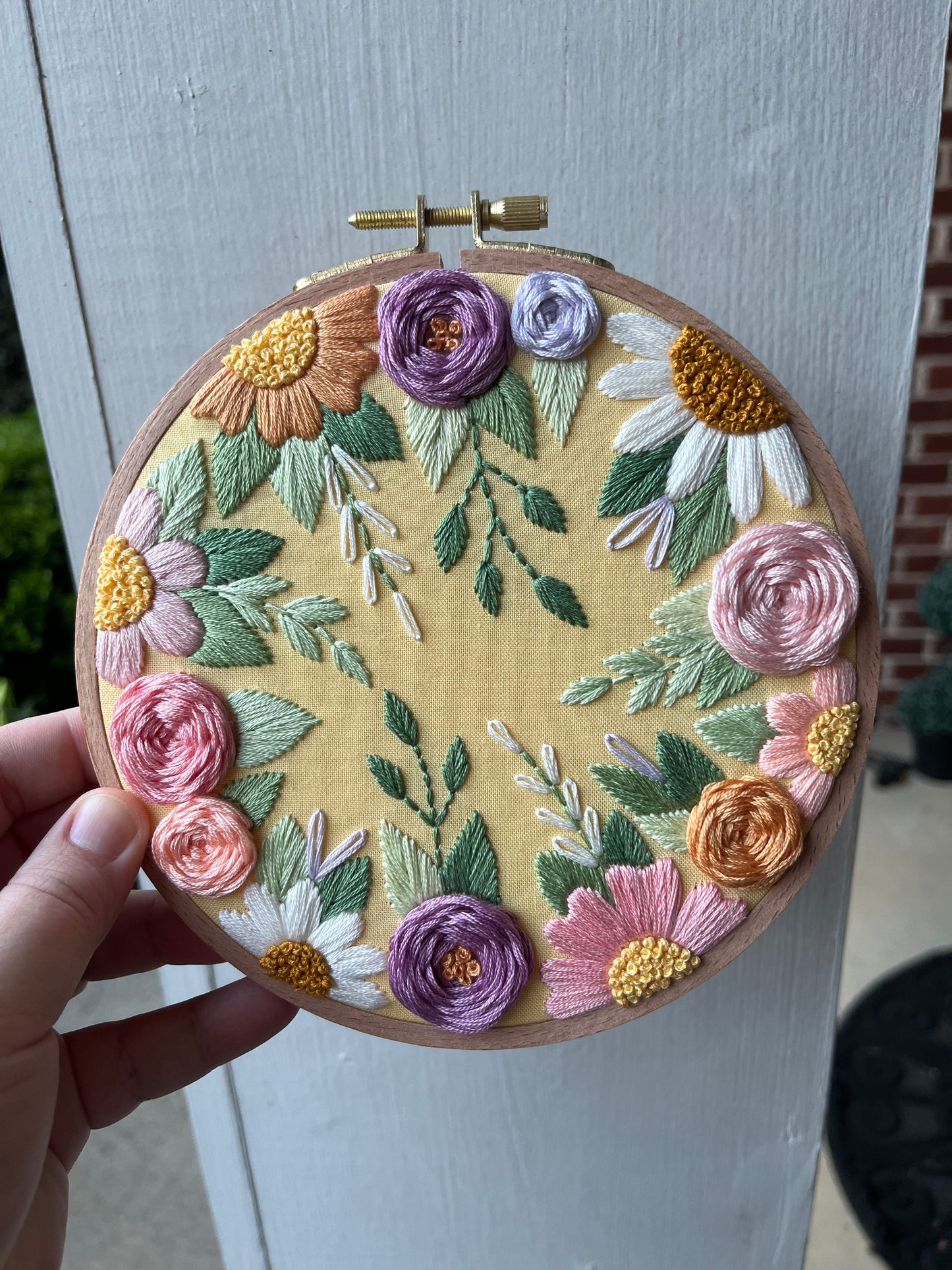 6” Enchanted Garden Floral Embroidery Hoop Art
