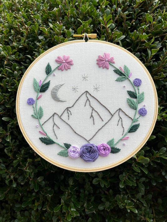 6" Violet Starlight Embroidery Hoop Art