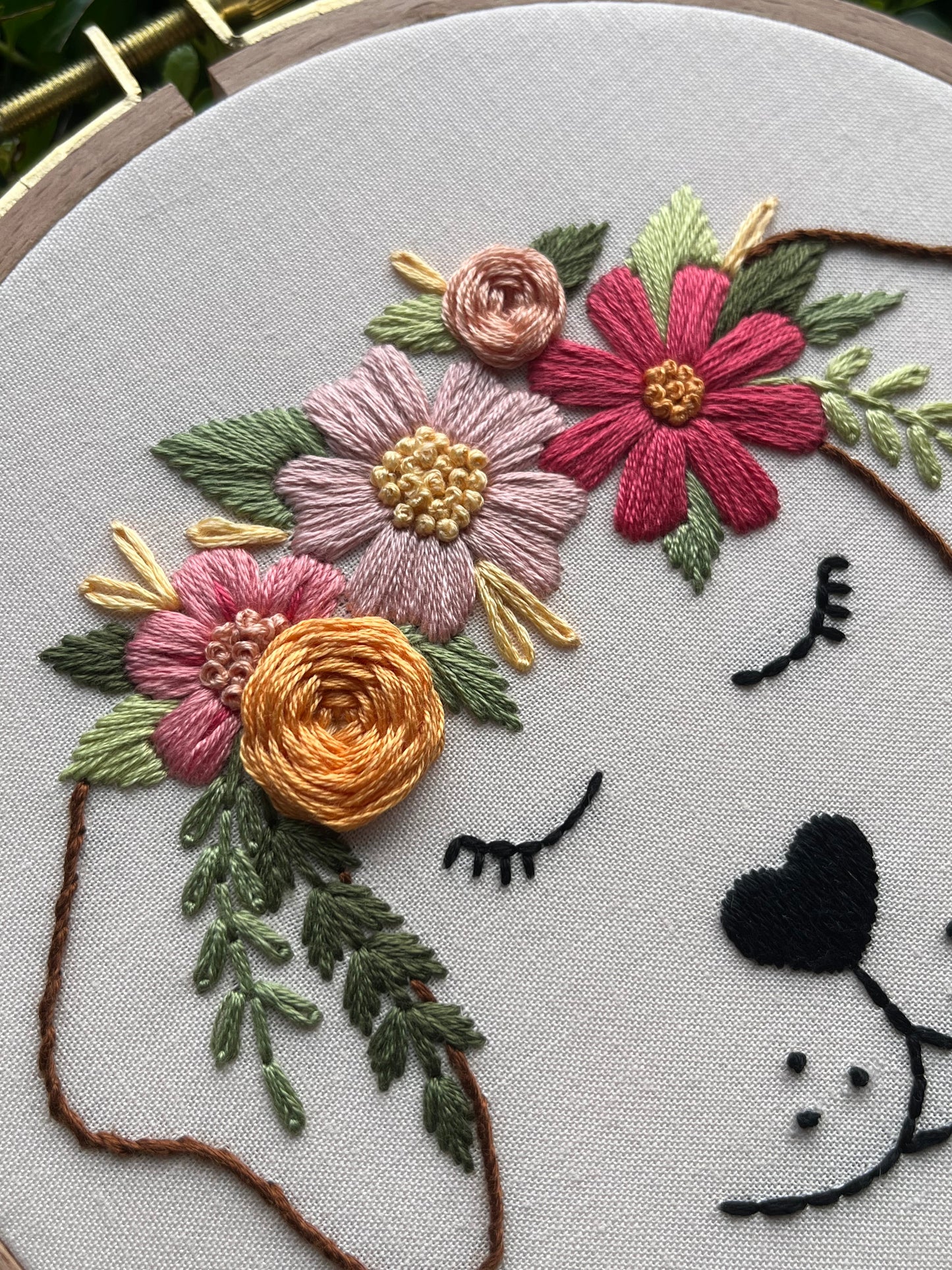 6” Posy Puppy Embroidery Hoop Art