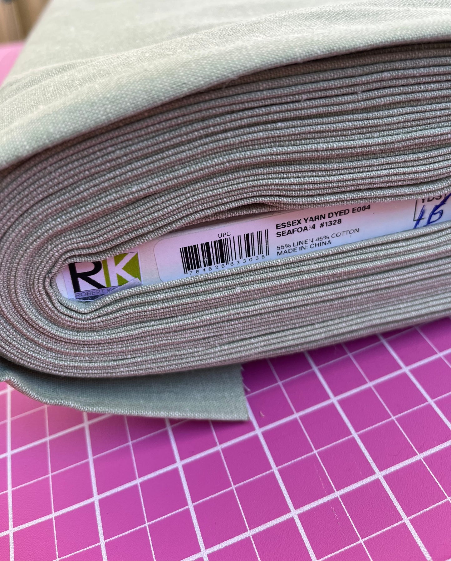 Essex Linen Blend Sea Foam (Yarn Dyed) E064-1328 Embroidery Fabric by the Yard • Cut-to-Order - Robert Kaufman Fabric
