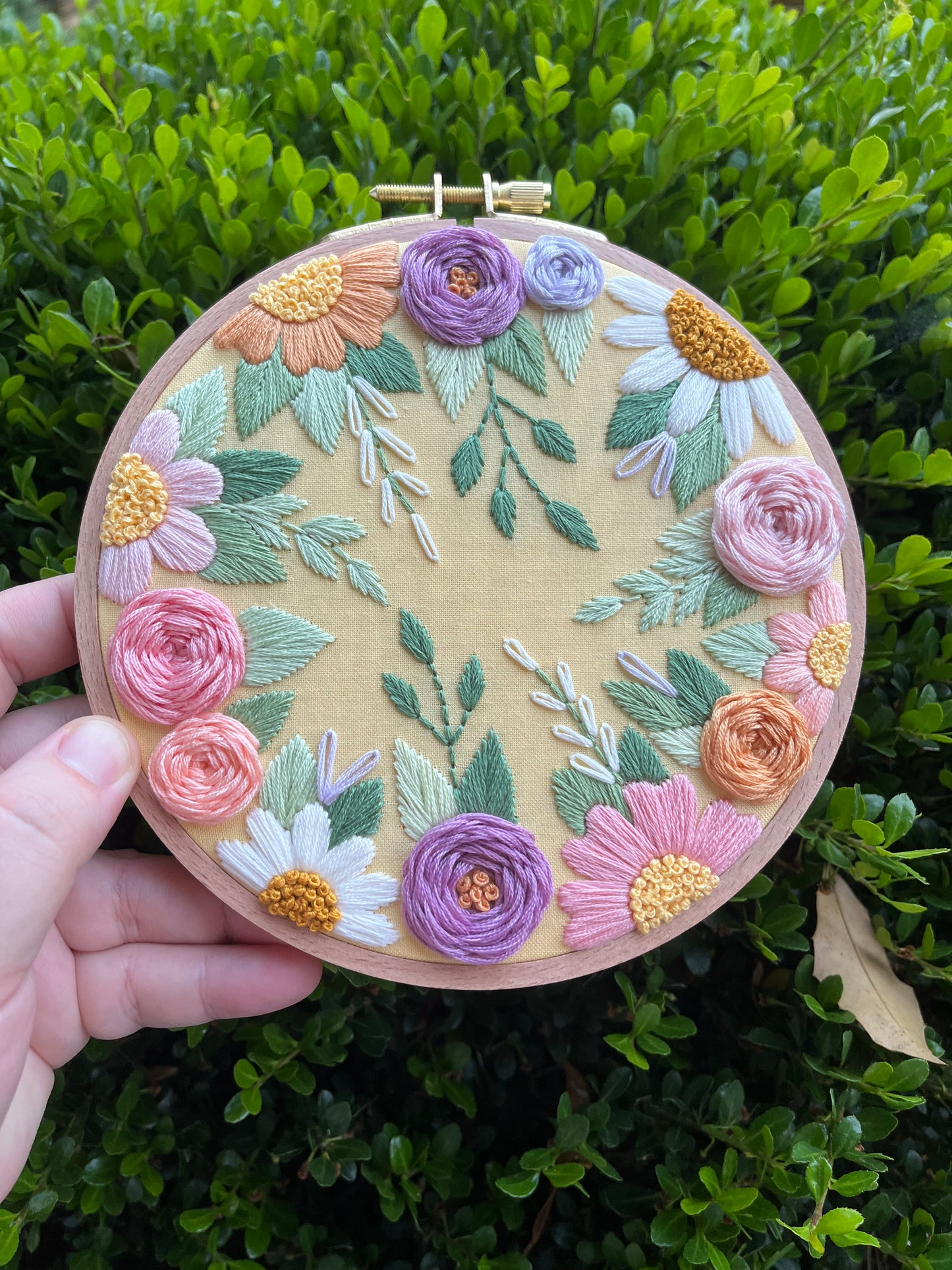 6” Enchanted Garden Floral Embroidery Hoop Art
