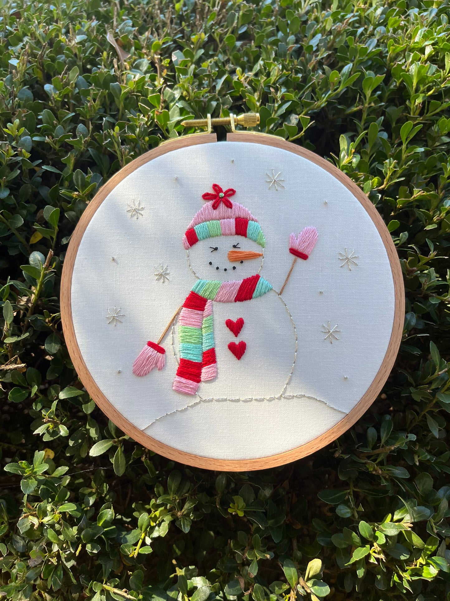 6” Sweet Snow Lady Embroidery Hoop Art