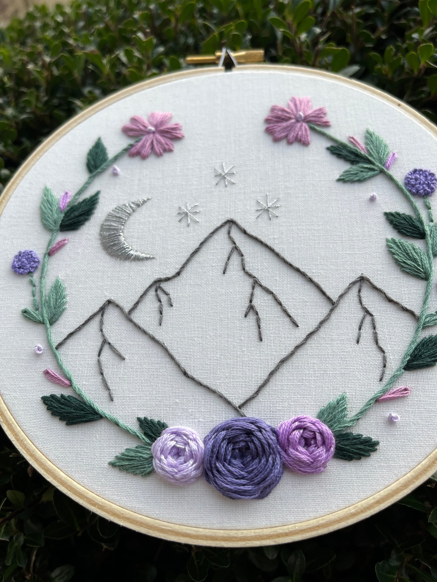 6" Violet Starlight Embroidery Hoop Art