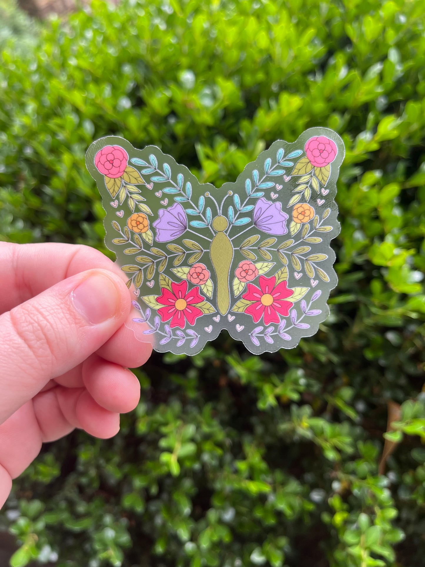 CLEAR Floral Botanical Butterfly Waterproof Vinyl Sticker