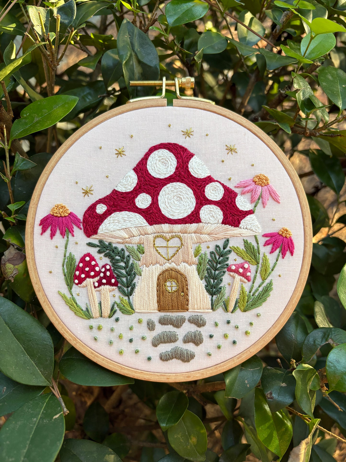 PDF Pattern - Mushroom Manor, Toadstool Cottage House Embroidery Pattern
