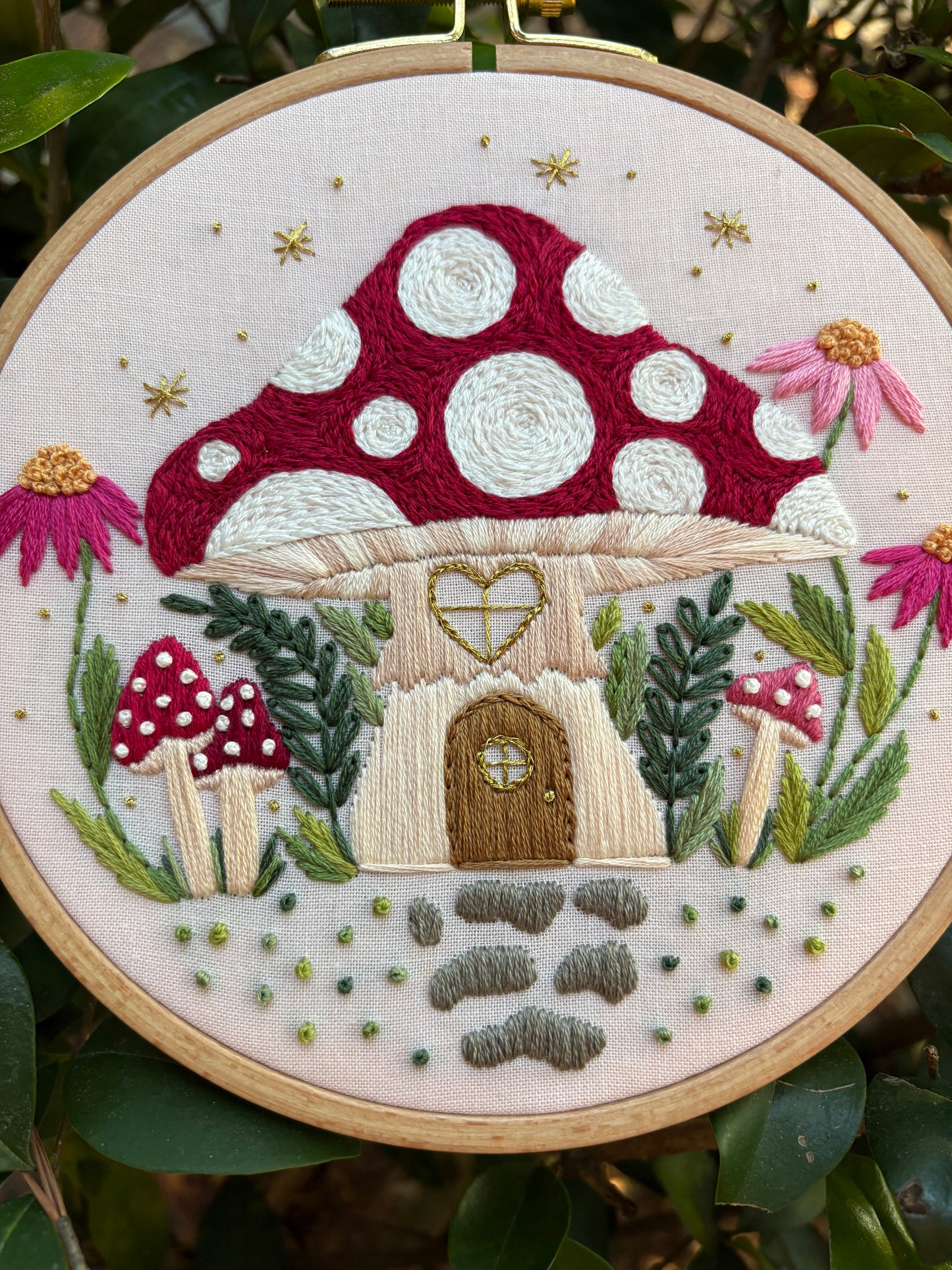 PDF Pattern - Mushroom Manor, Toadstool Cottage House Embroidery Pattern