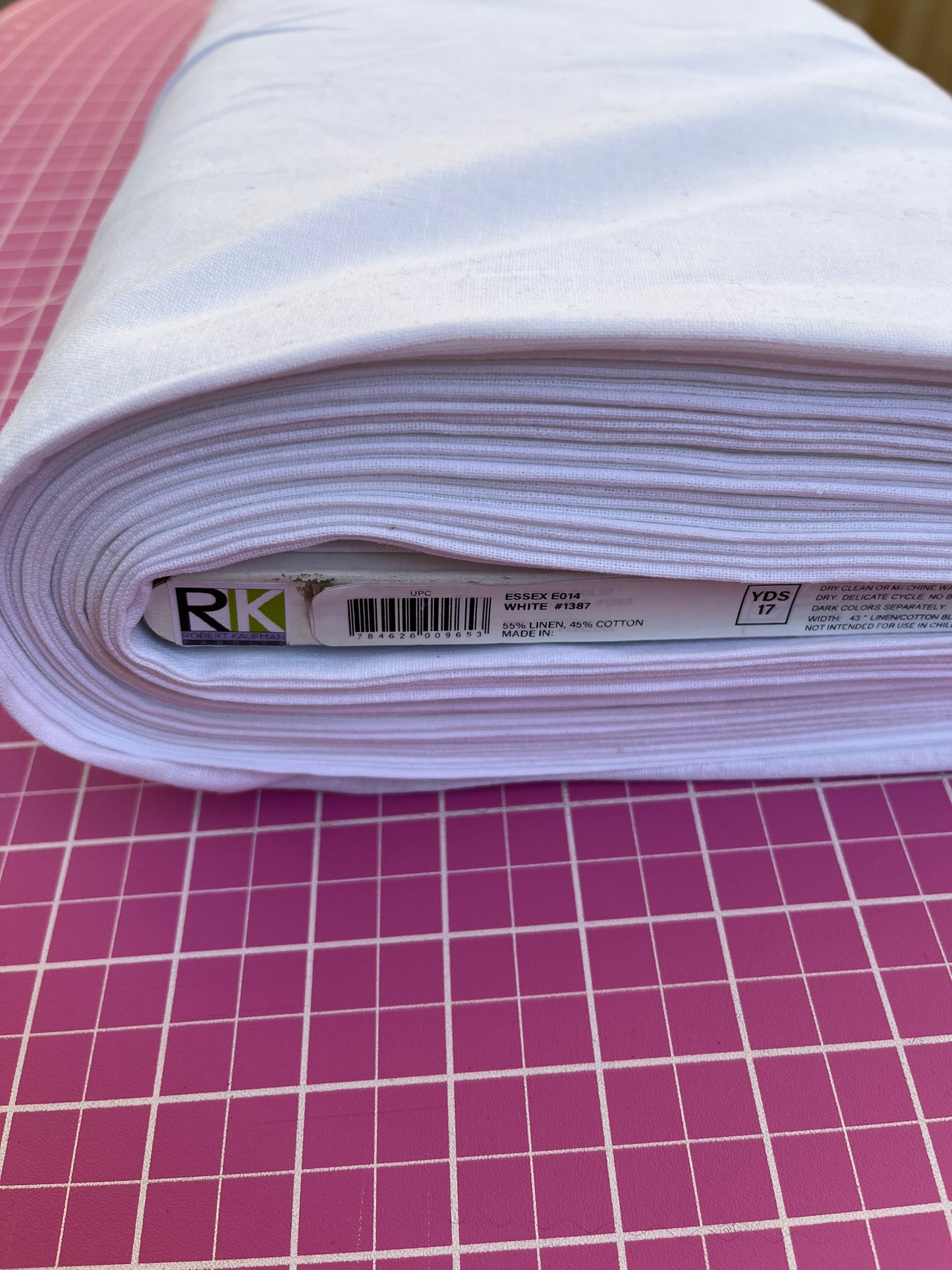 Essex Linen Blend White E014-1387 Embroidery Fabric by the Yard • Cut-to-Order - Robert Kaufman Fabric
