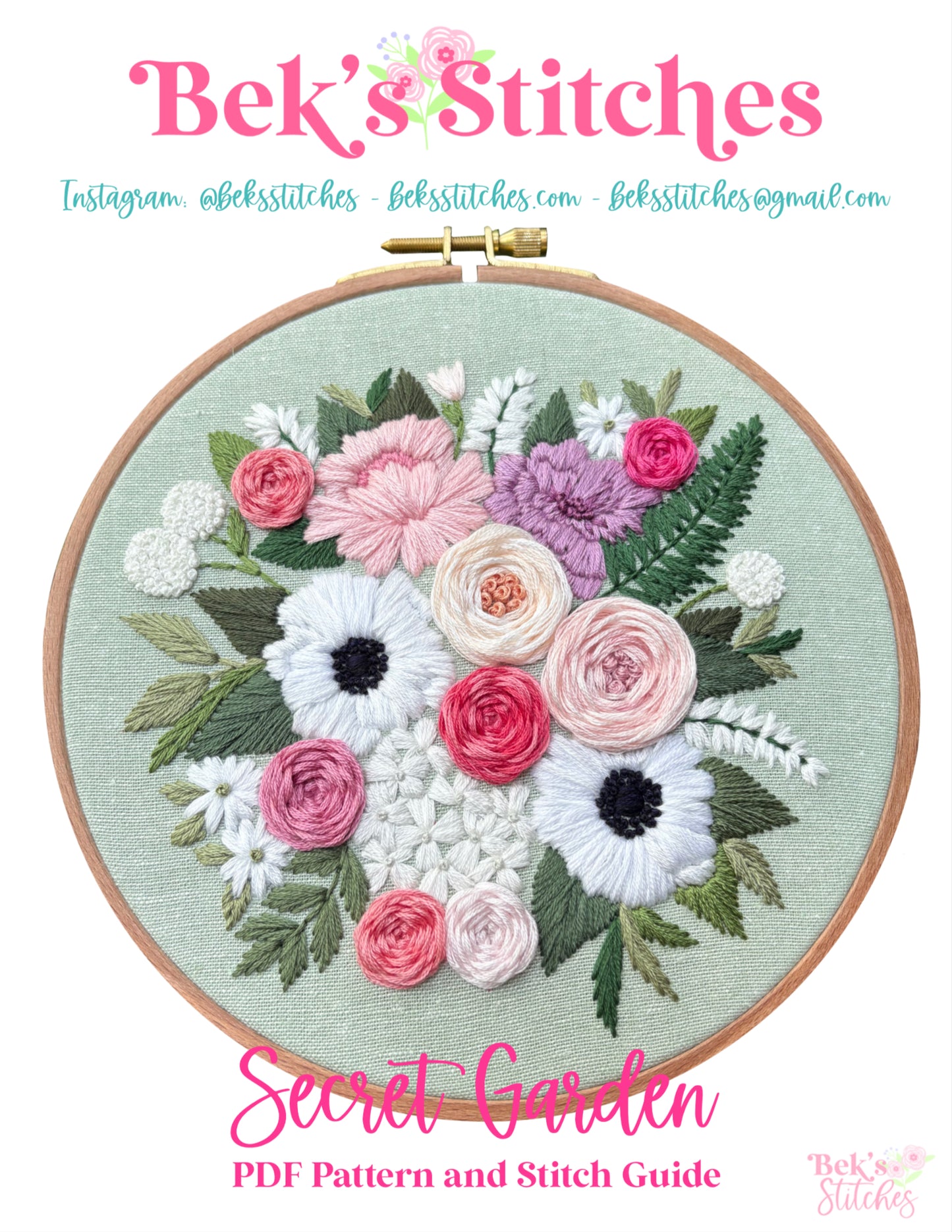 PDF Pattern - Secret Garden, Taylor Swift Engagement Inspired Floral Embroidery Pattern