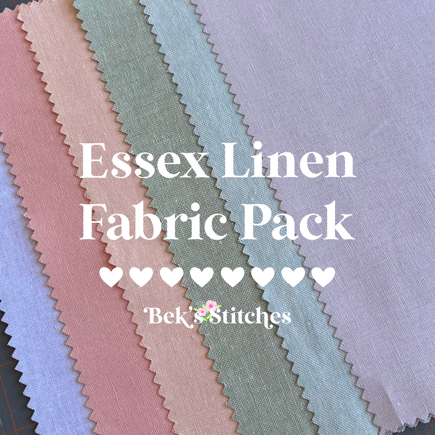 Essex Linen Blend Embroidery Fabric Square Sample Pack - Robert Kaufman Linen Blend Fabric, Fabric Squares