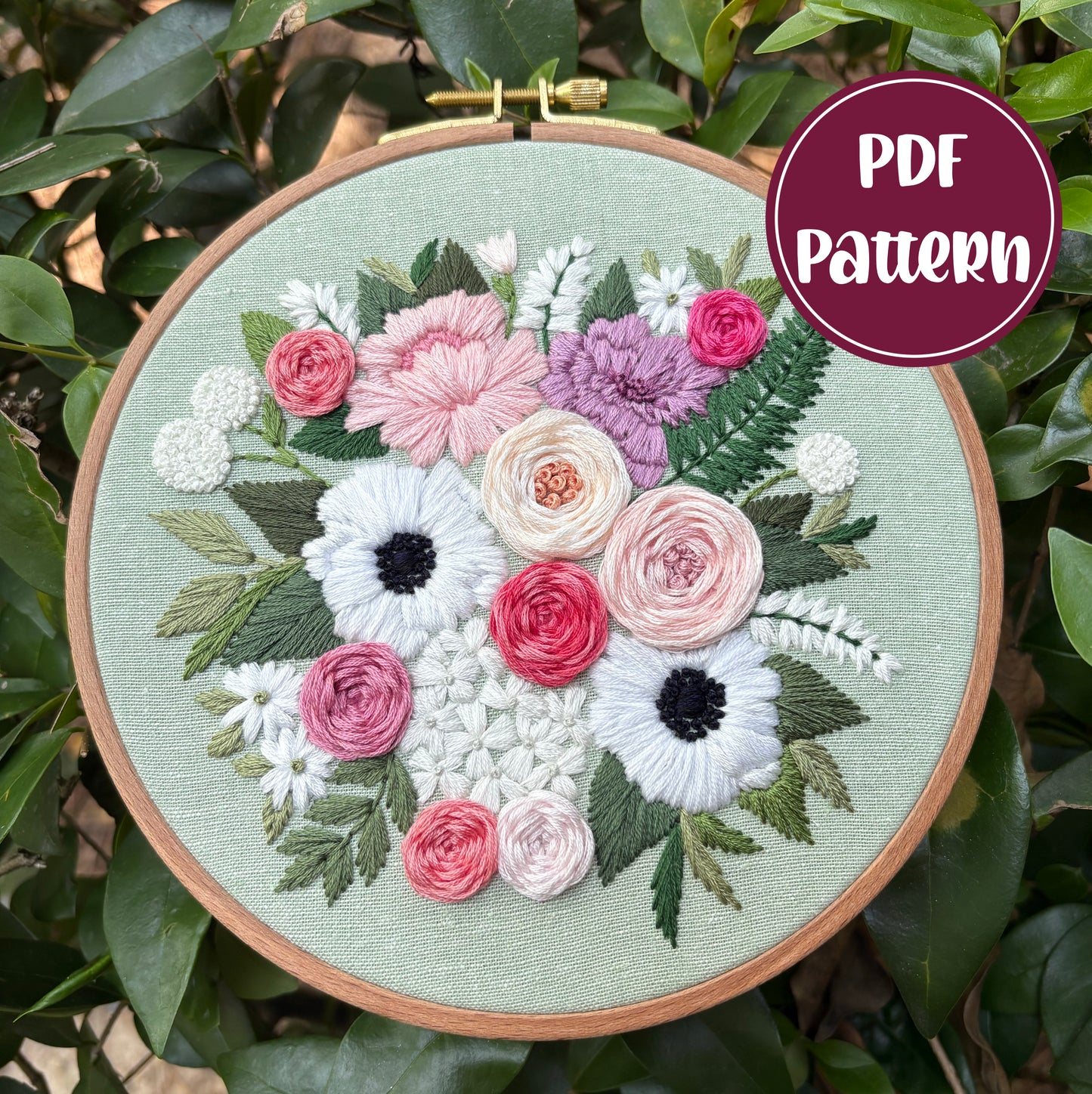 PDF Pattern - Secret Garden, Taylor Swift Engagement Inspired Floral Embroidery Pattern
