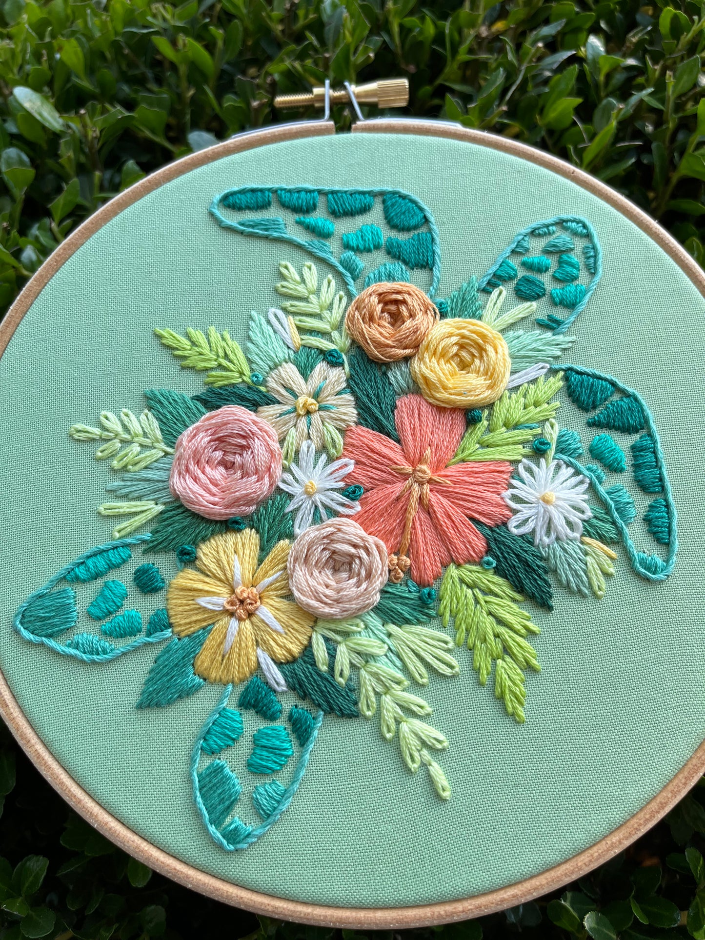 PDF Pattern - Tropical Turtle, Intermediate Floral Sea Turtle Hand Embroidery Pattern