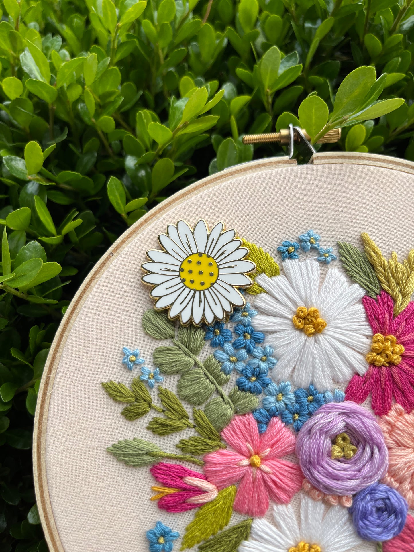 Enamel Sunflower and Daisy Needle Minder, Set or Individual - Embroidery Accessory