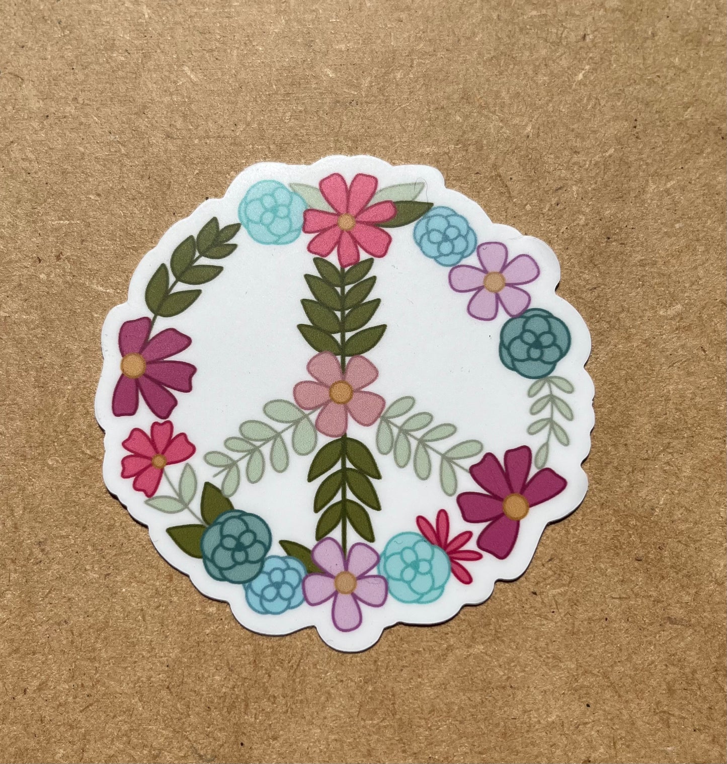 Floral Peace Sign Vinyl Waterproof Sticker