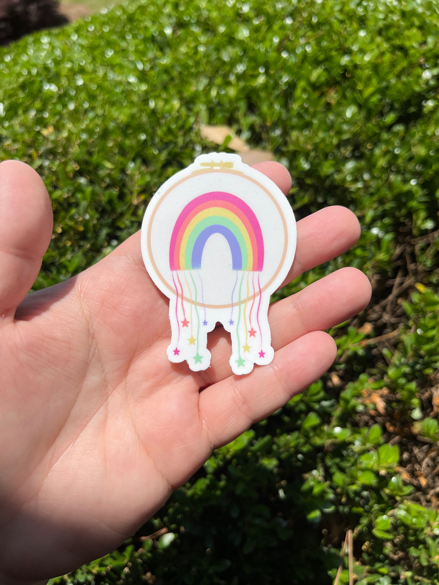 Rainbow Embroidery Hoop Vinyl Waterproof Sticker