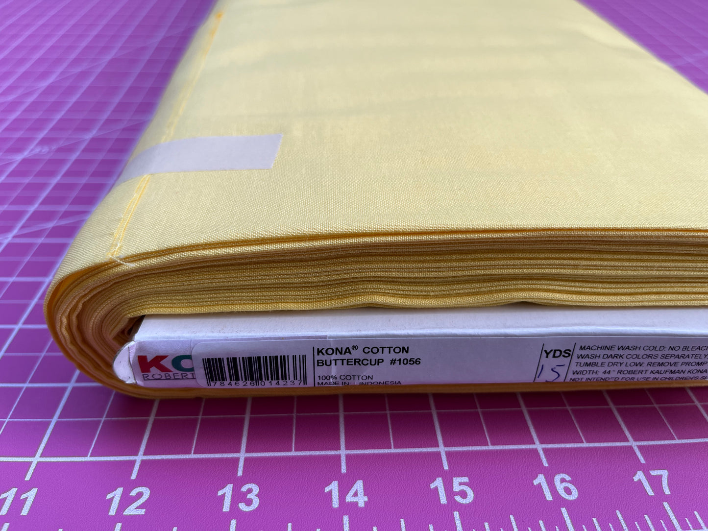 Kona Cotton Buttercup #1056 Embroidery Fabric by the Yard • Cut-to-Order - Kona Cotton Fabric, 100% cotton