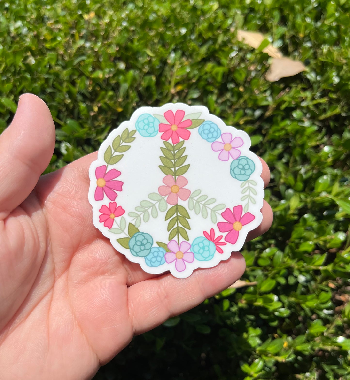 Floral Peace Sign Vinyl Waterproof Sticker