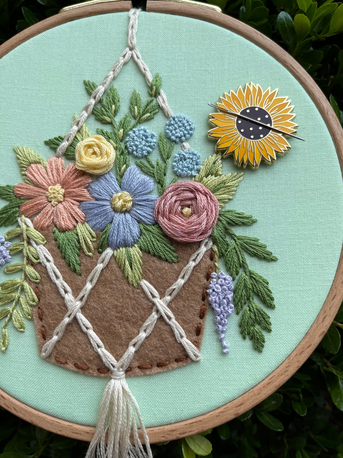 Enamel Sunflower and Daisy Needle Minder, Set or Individual - Embroidery Accessory