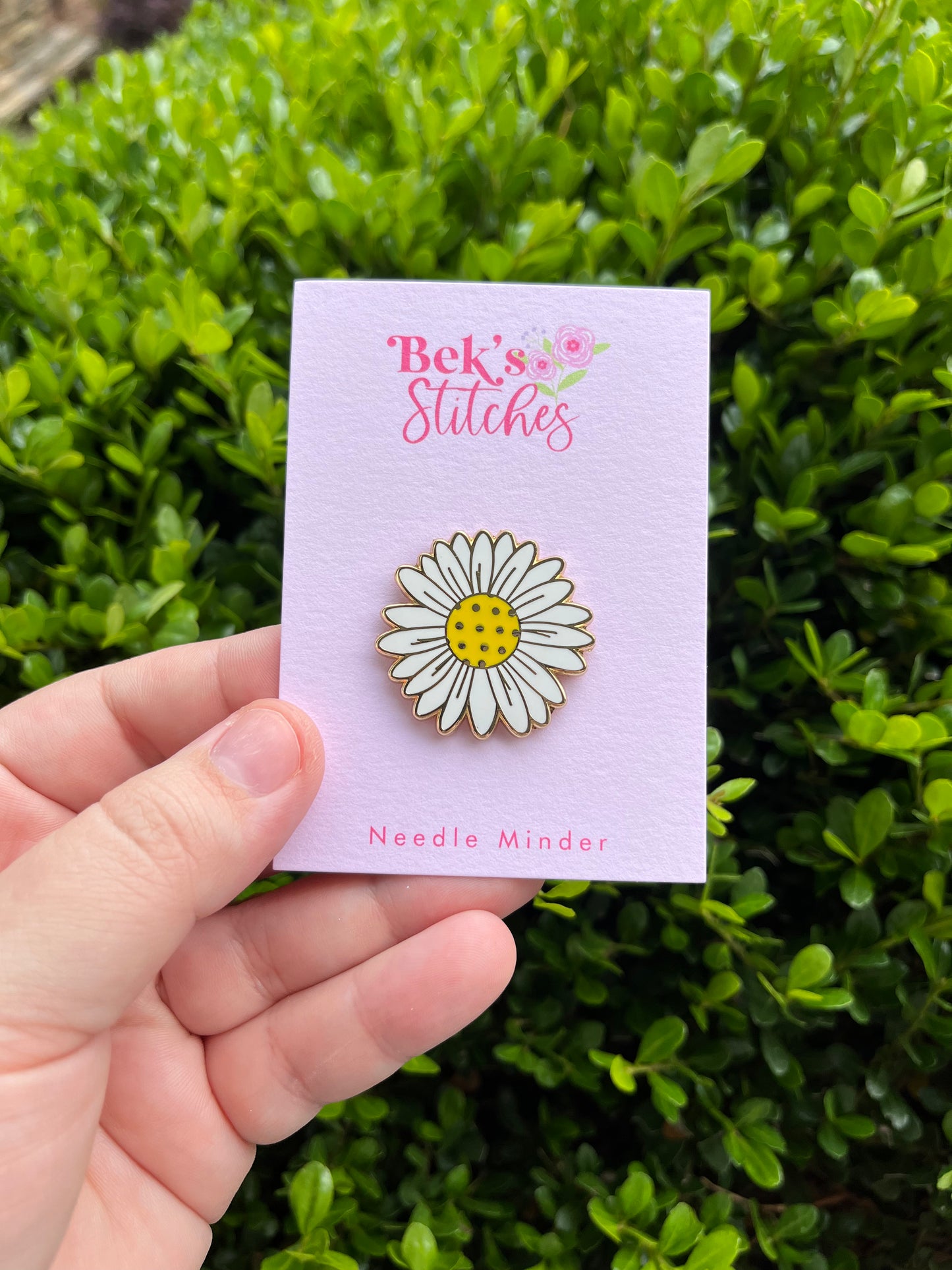 Enamel Sunflower and Daisy Needle Minder, Set or Individual - Embroidery Accessory