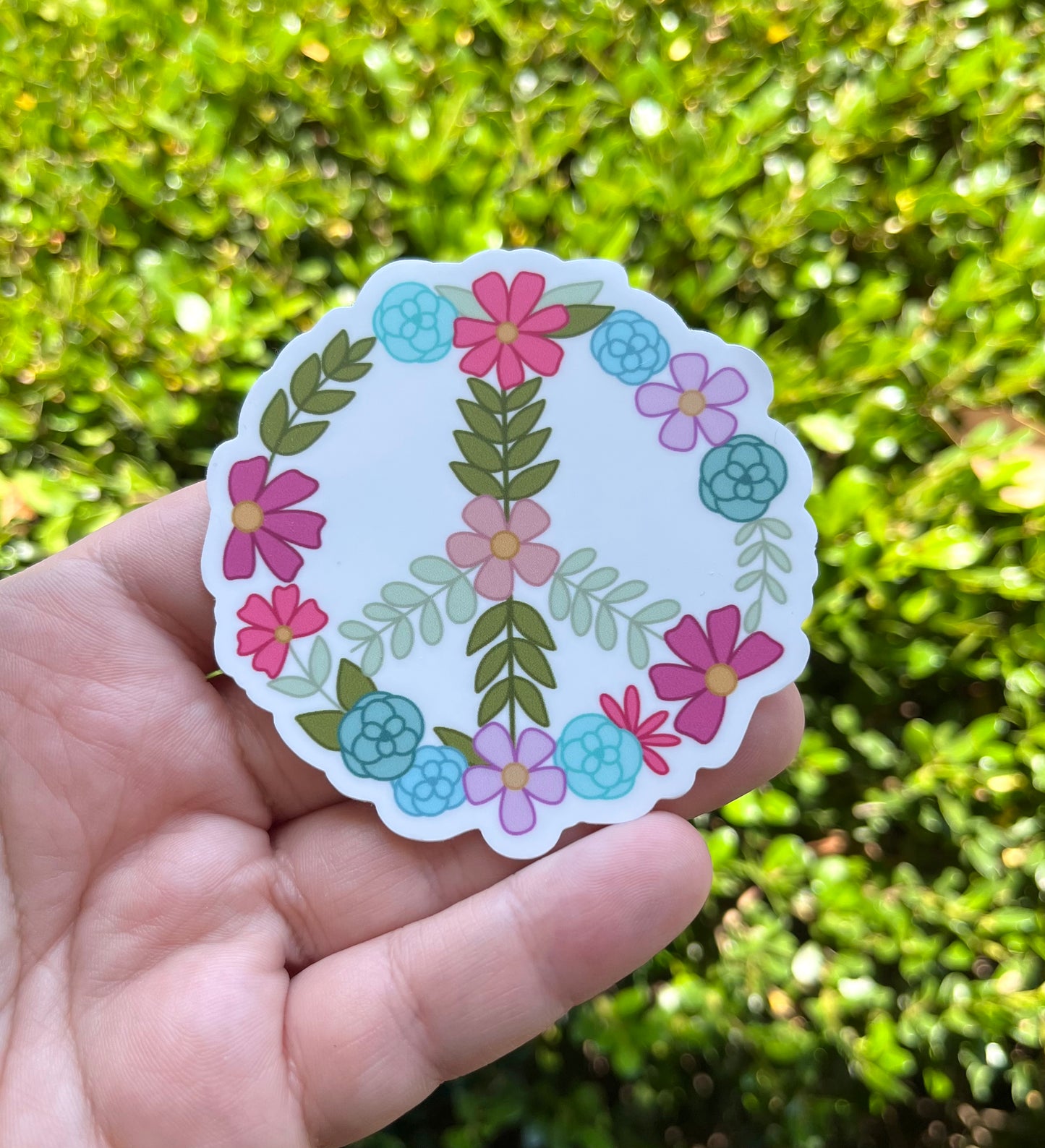 Floral Peace Sign Vinyl Waterproof Sticker