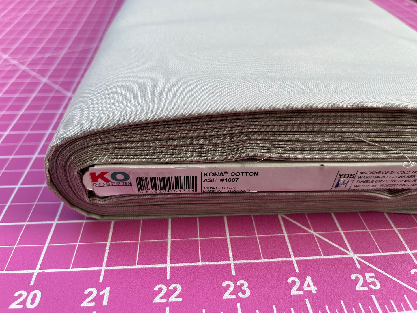 Kona Cotton Ash #1007 Embroidery Fabric by the Yard • Cut-to-Order - Kona Cotton Fabric, 100% cotton