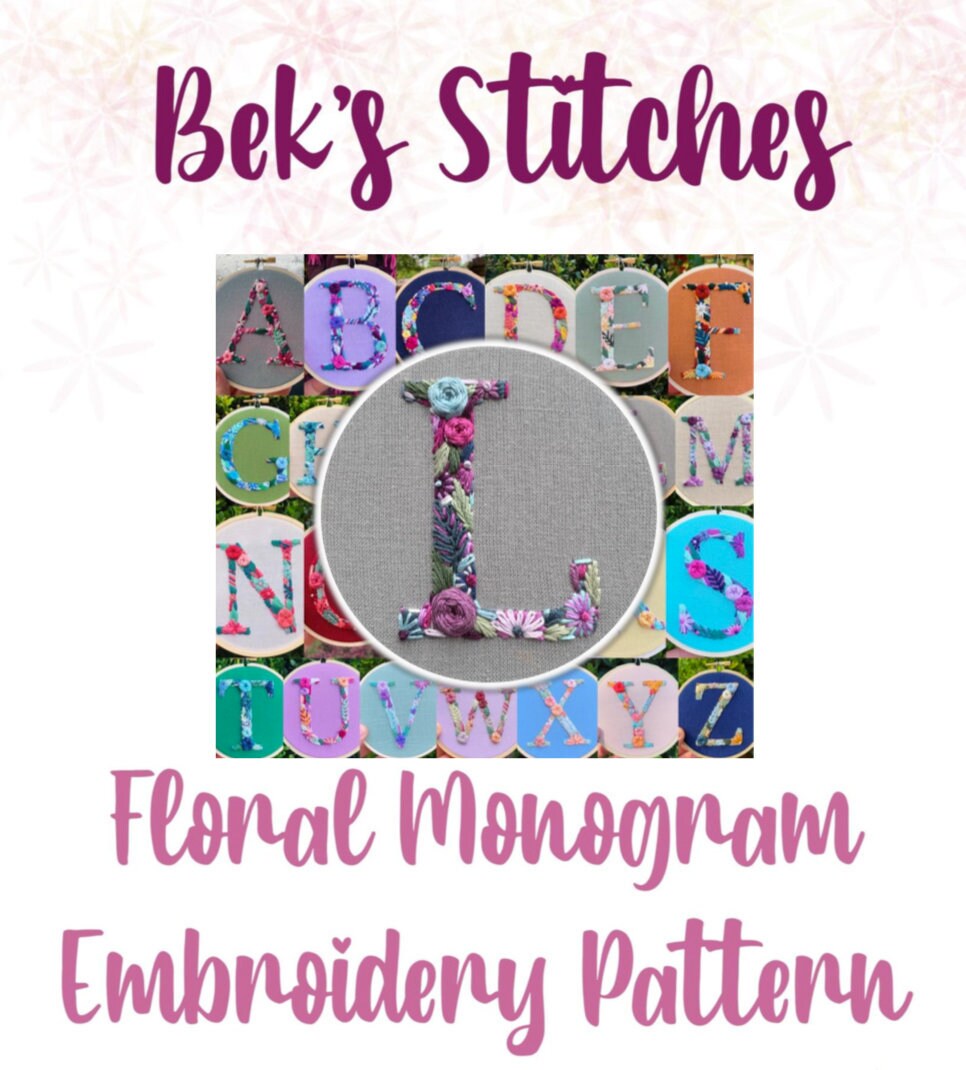 PDF Pattern - Letter L Floral Monogram Embroidery