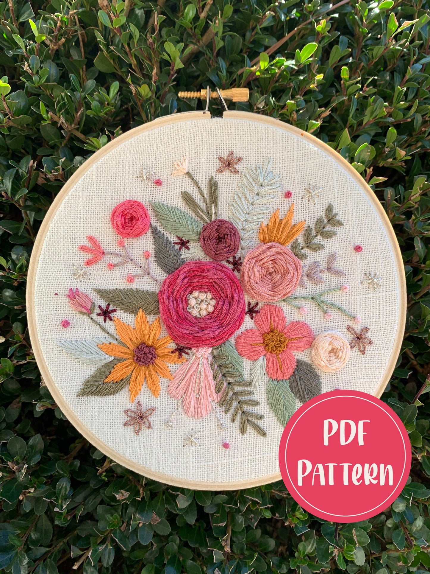 PDF Pattern - Heirloom Blooms, Intermediate/Advanced Embroidery Pattern