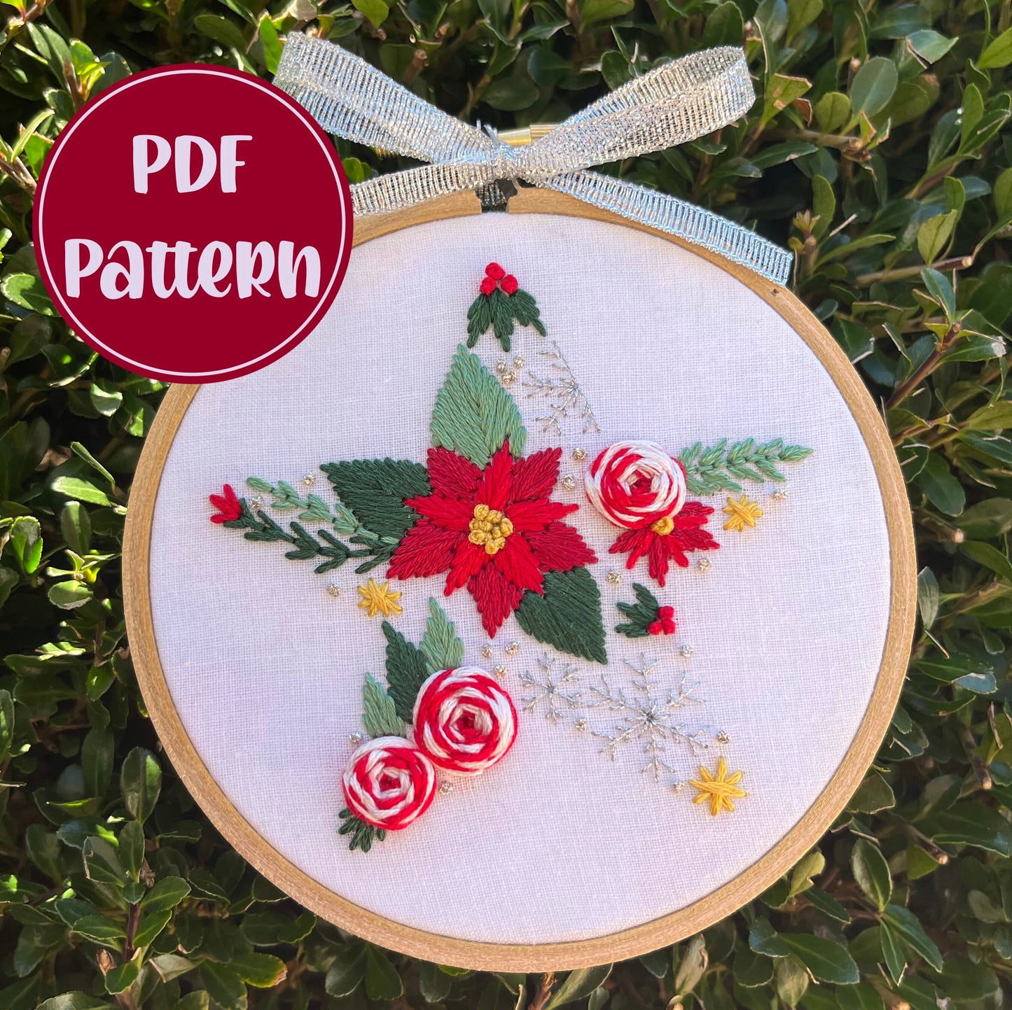 PDF Pattern - Christmas Star, Intermediate Embroidery Pattern