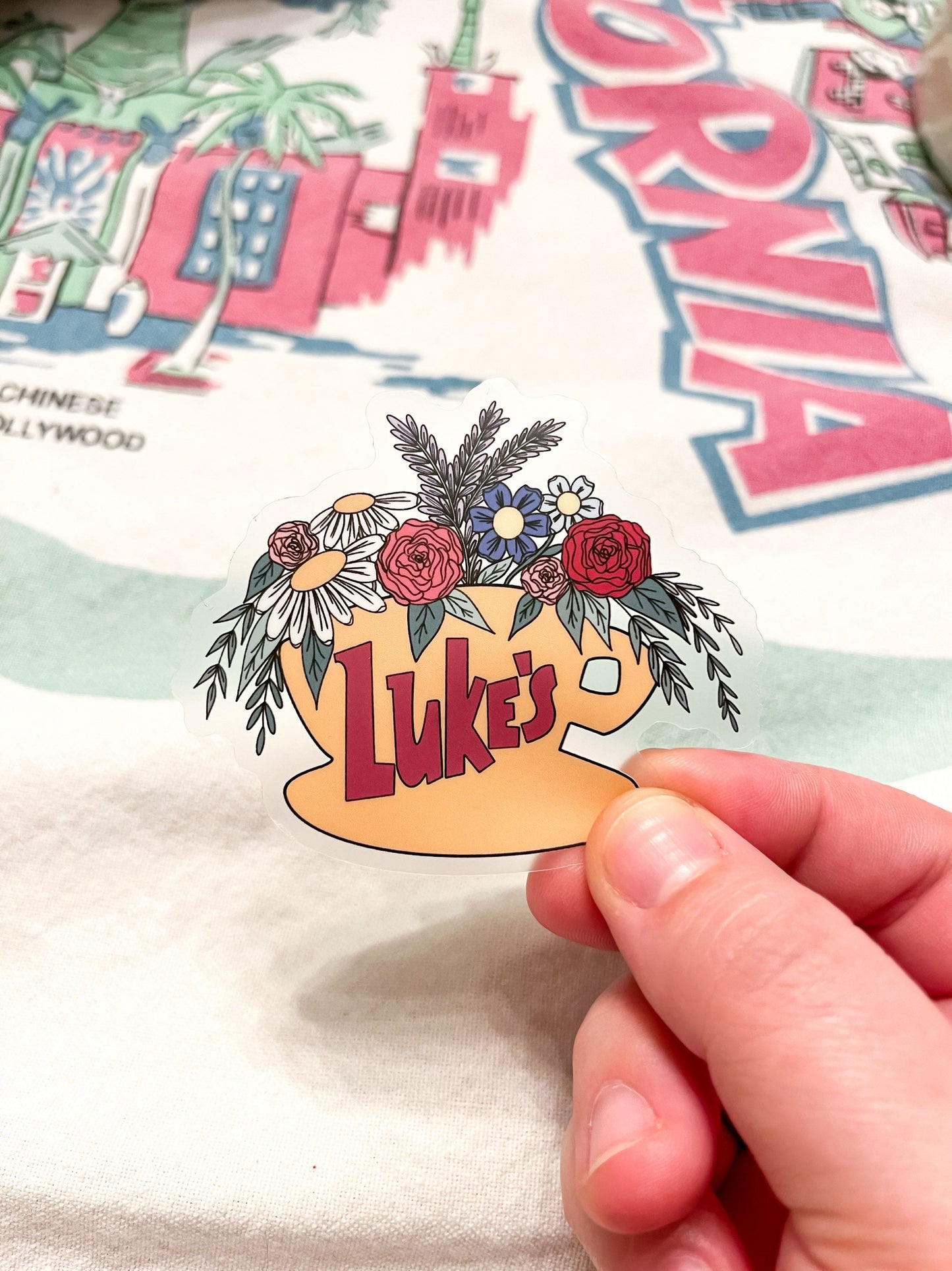 Floral Luke’s Diner Sticker, Gilmore Girls GG Sticker, Vinyl Sticker, Waterproof Stickers