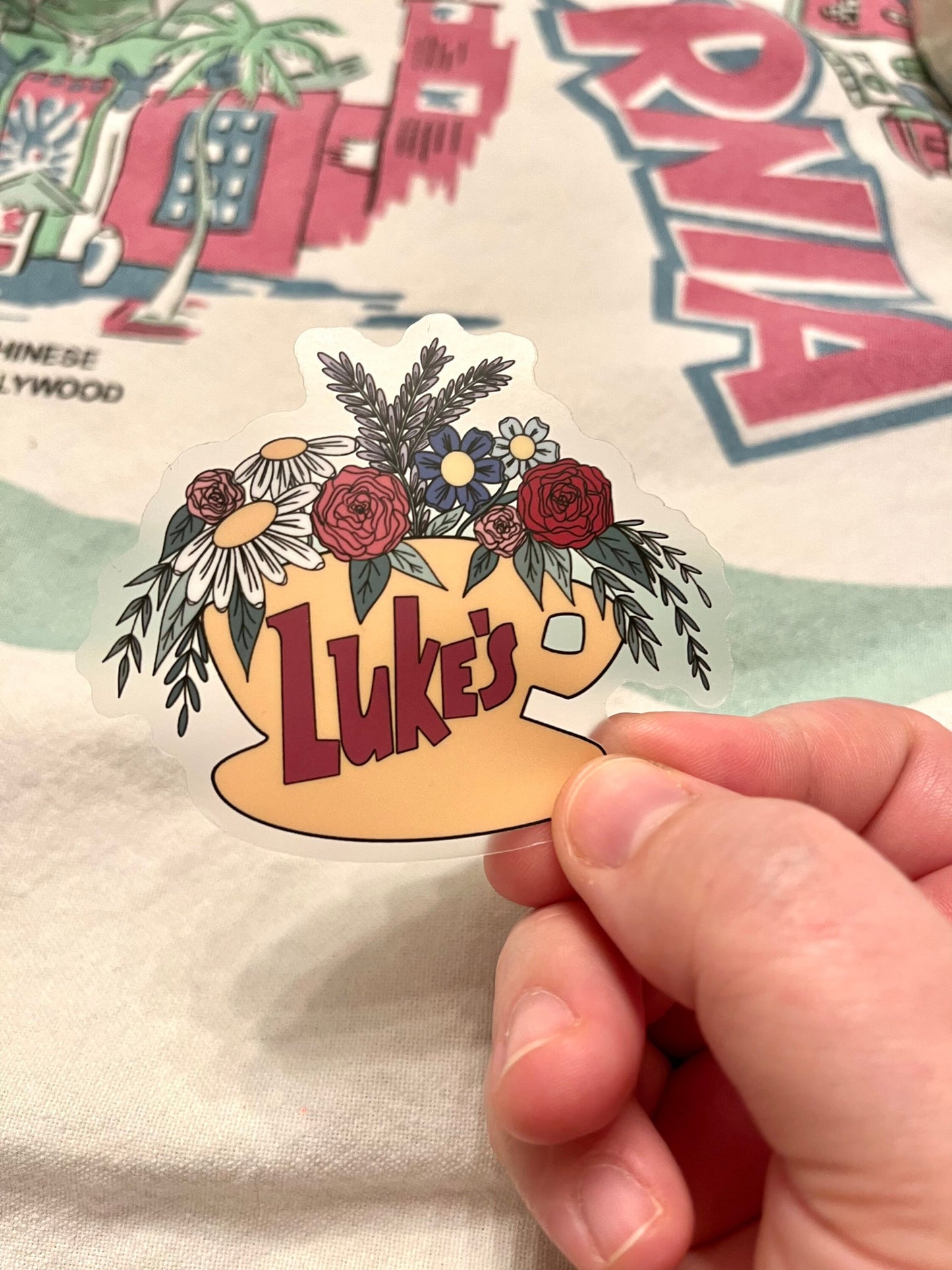 Floral Luke’s Diner Sticker, Gilmore Girls GG Sticker, Vinyl Sticker, Waterproof Stickers