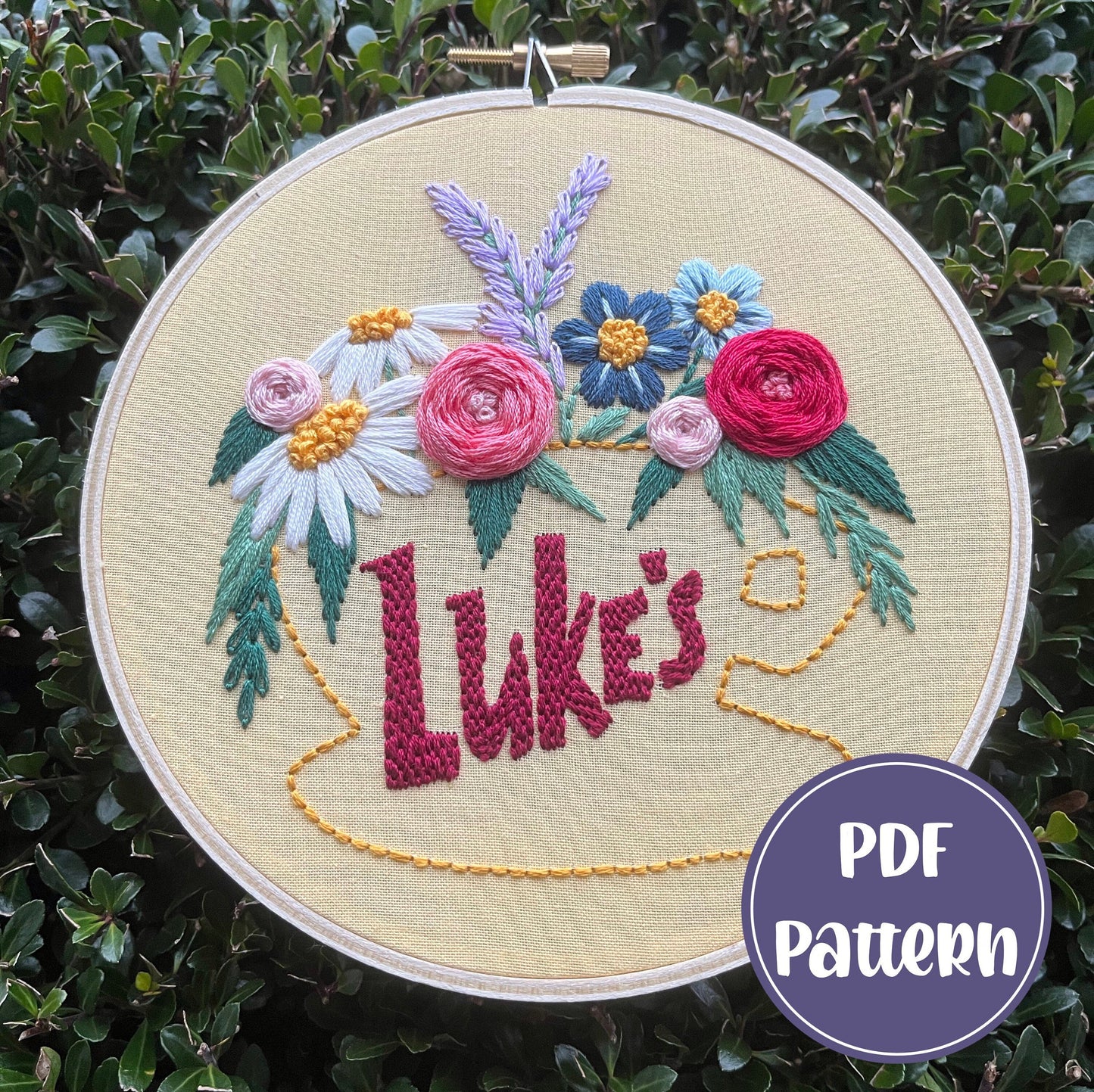 PDF Pattern - Luke's Blooms, Lukes Diner Gilmore Girls GG Intermediate Embroidery Pattern