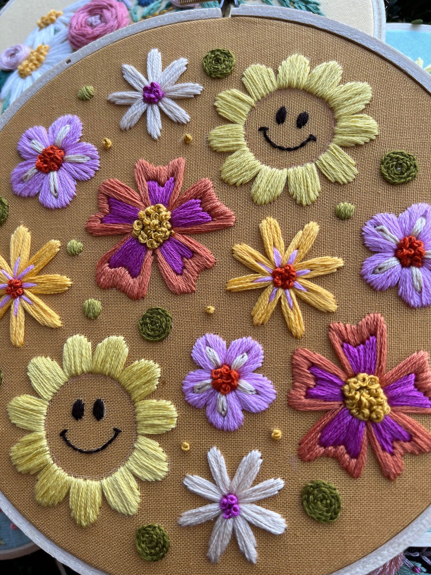 PDF Pattern - Groovy Florals, Intermediate Embroidery Pattern