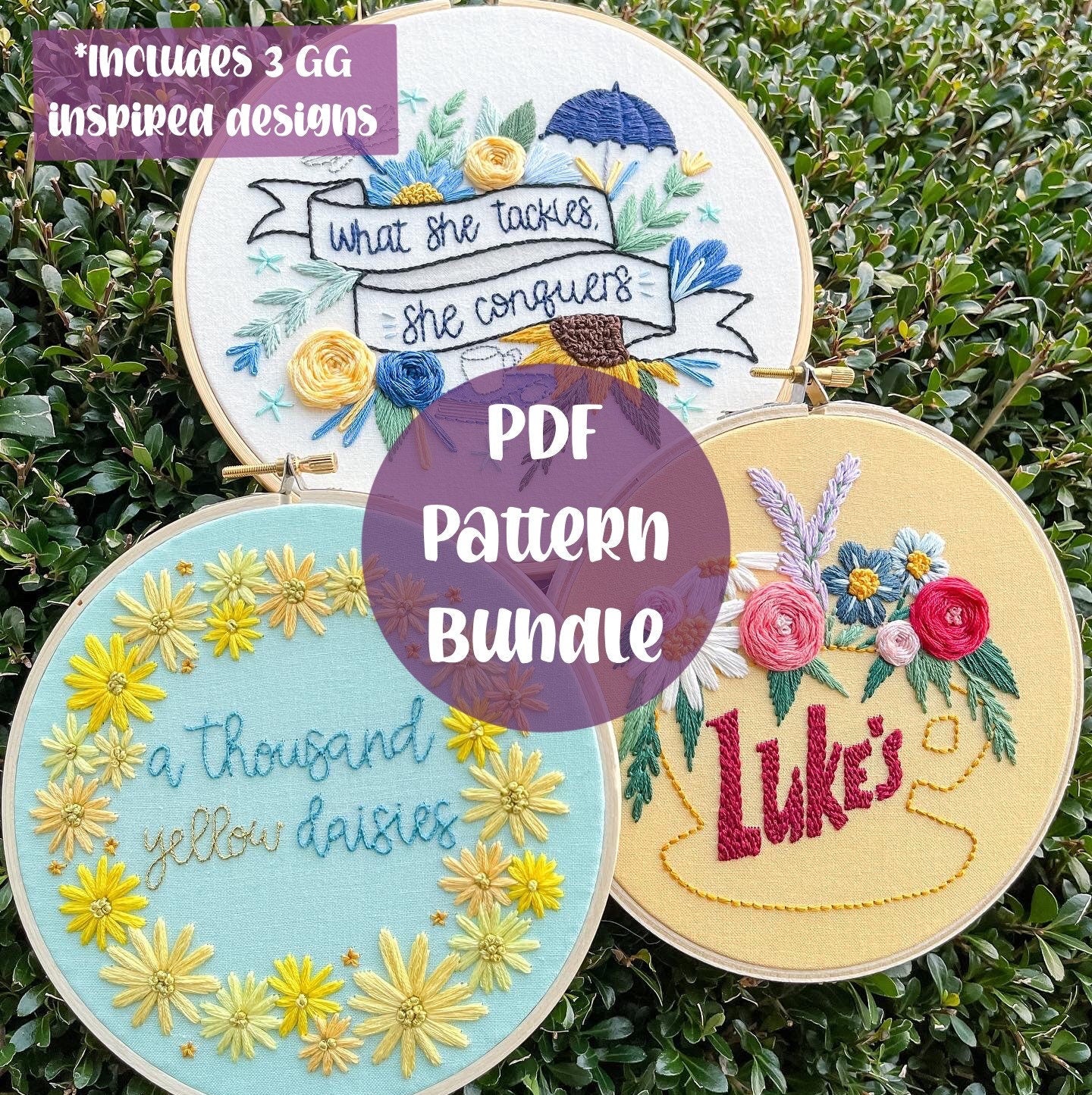 BUNDLE PDF Patterns, Gilmore Girls GG Collection - Embroidery Patterns