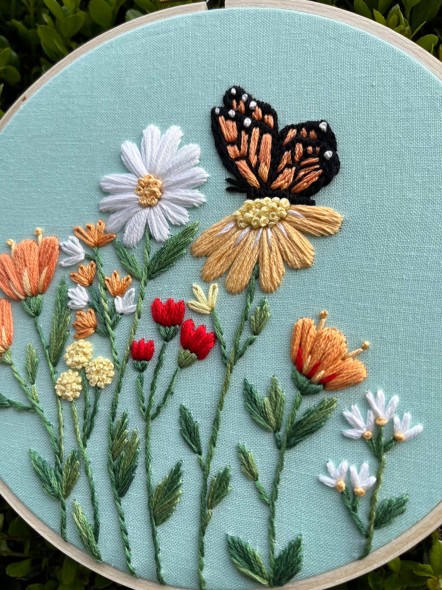 PDF Pattern - Monarch Meadow, Beginner/Intermediate Embroidery Pattern