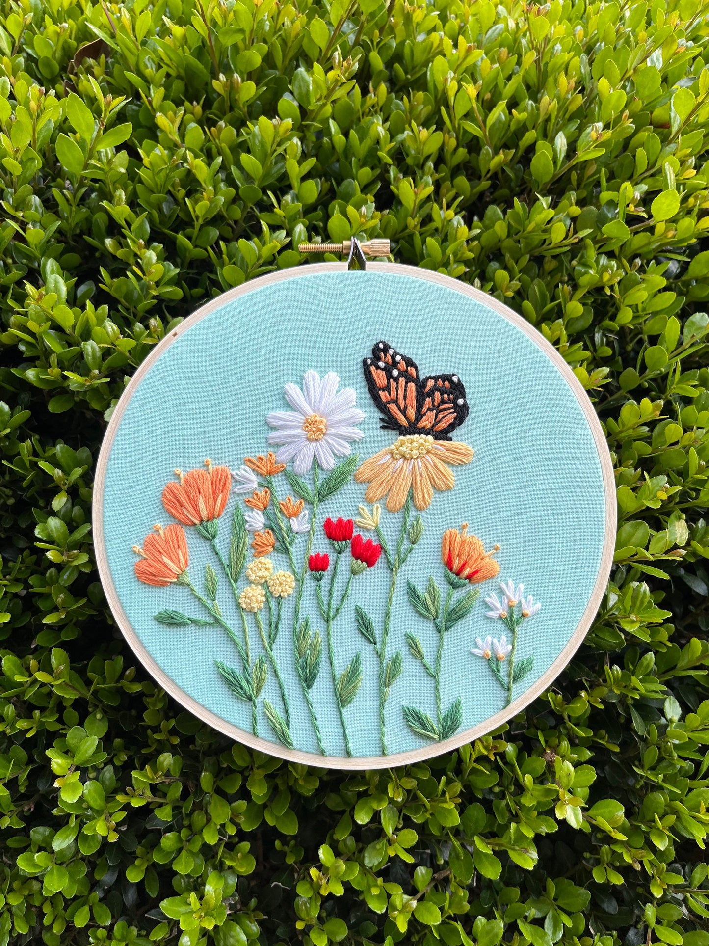 PDF Pattern - Monarch Meadow, Beginner/Intermediate Embroidery Pattern