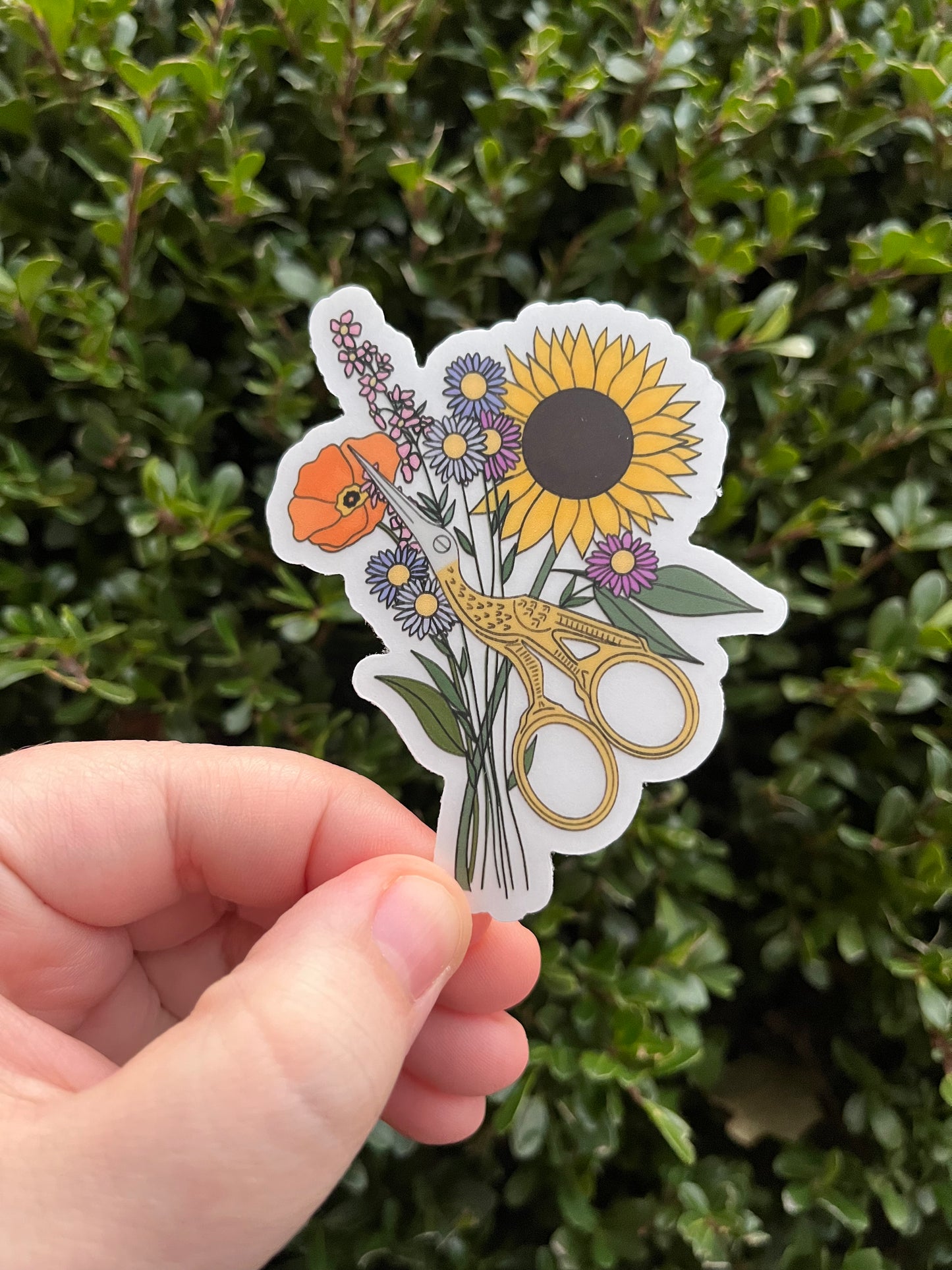 CLEAR Florals and Stork Scissor Sticker