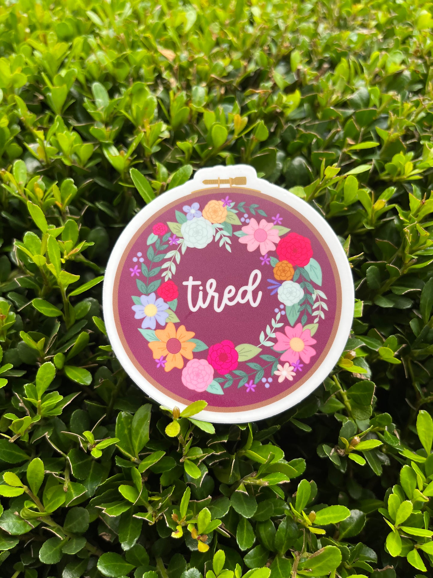 Floral Tired Embroidery Hoop Sticker
