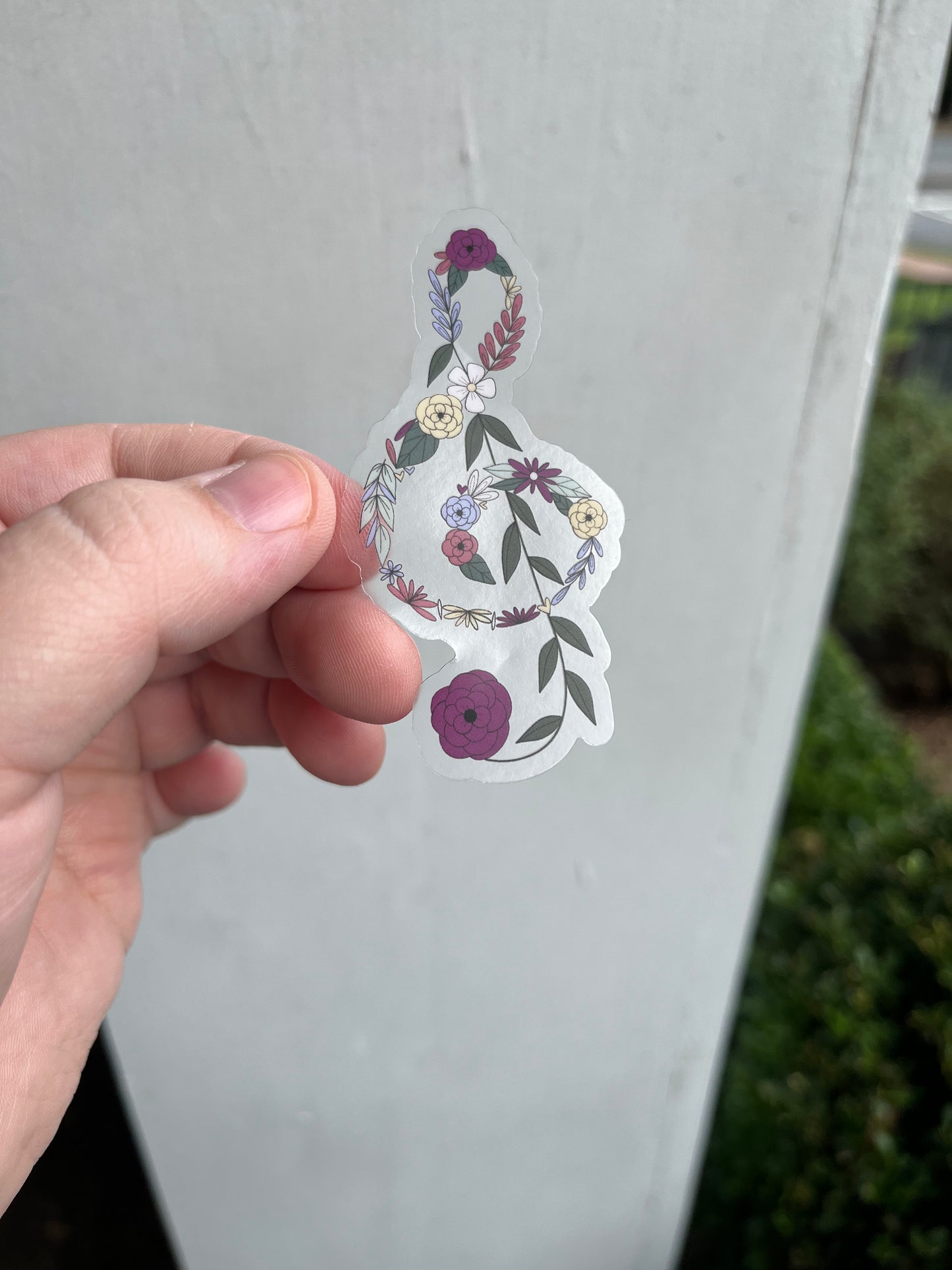 Floral Treble Clef Sticker - Vinyl, Waterproof Sticker