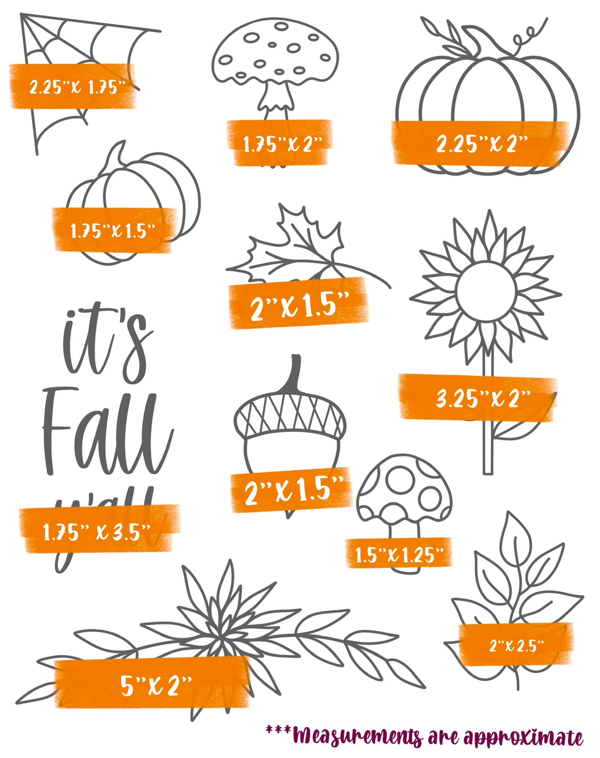 Fall Stick and Stitch Pack - Autumn Themed Water-Soluble Dissolving Stick-On Embroidery Designs