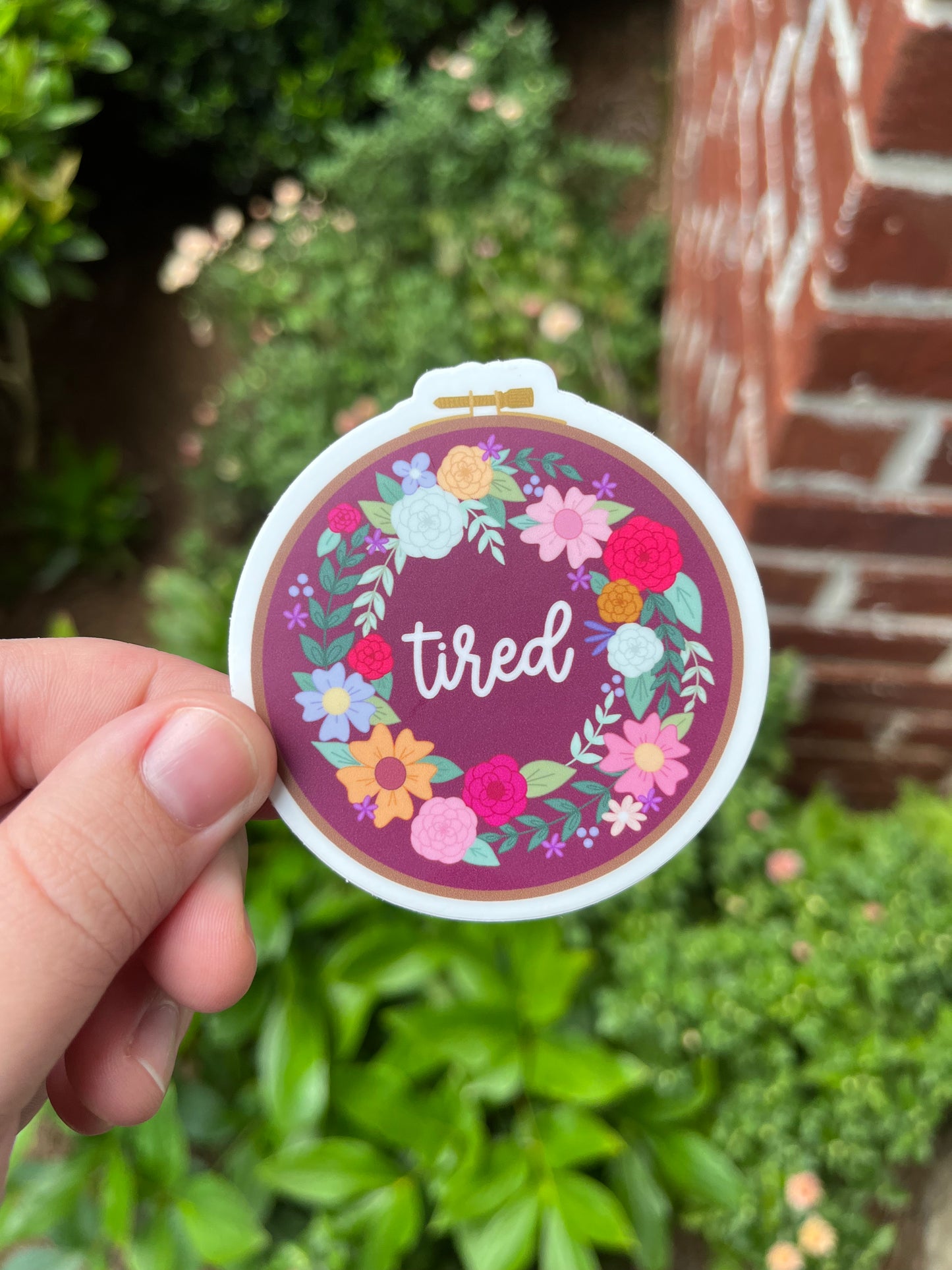 Floral Tired Embroidery Hoop Sticker